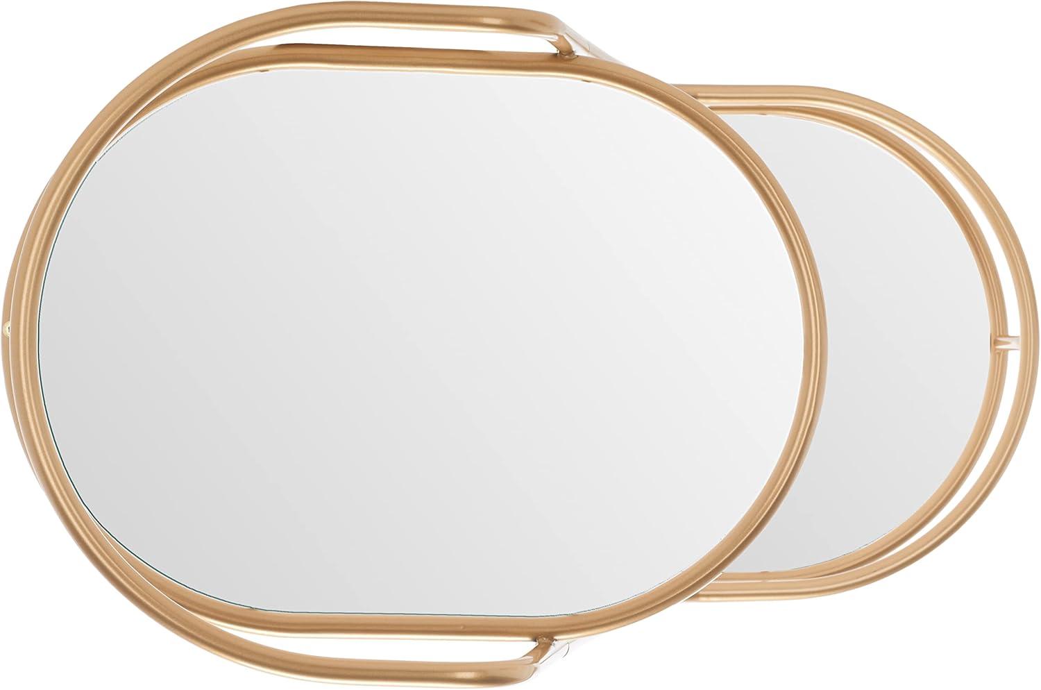 image:imageSAFAVIEH Home Collection Midas GoldMirrored 2Tier Oval Bar Cart