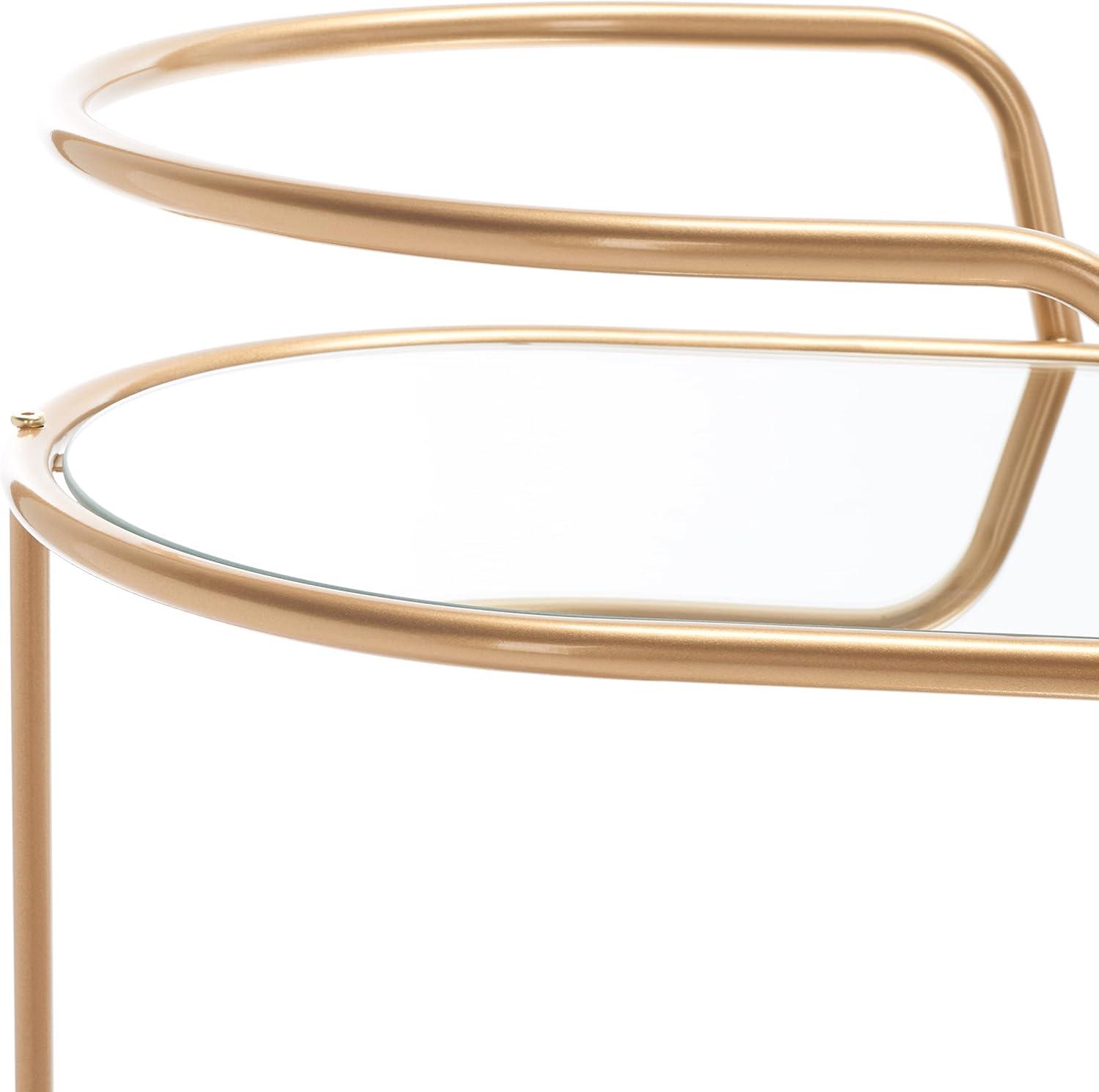 image:imageSAFAVIEH Home Collection Midas GoldMirrored 2Tier Oval Bar Cart