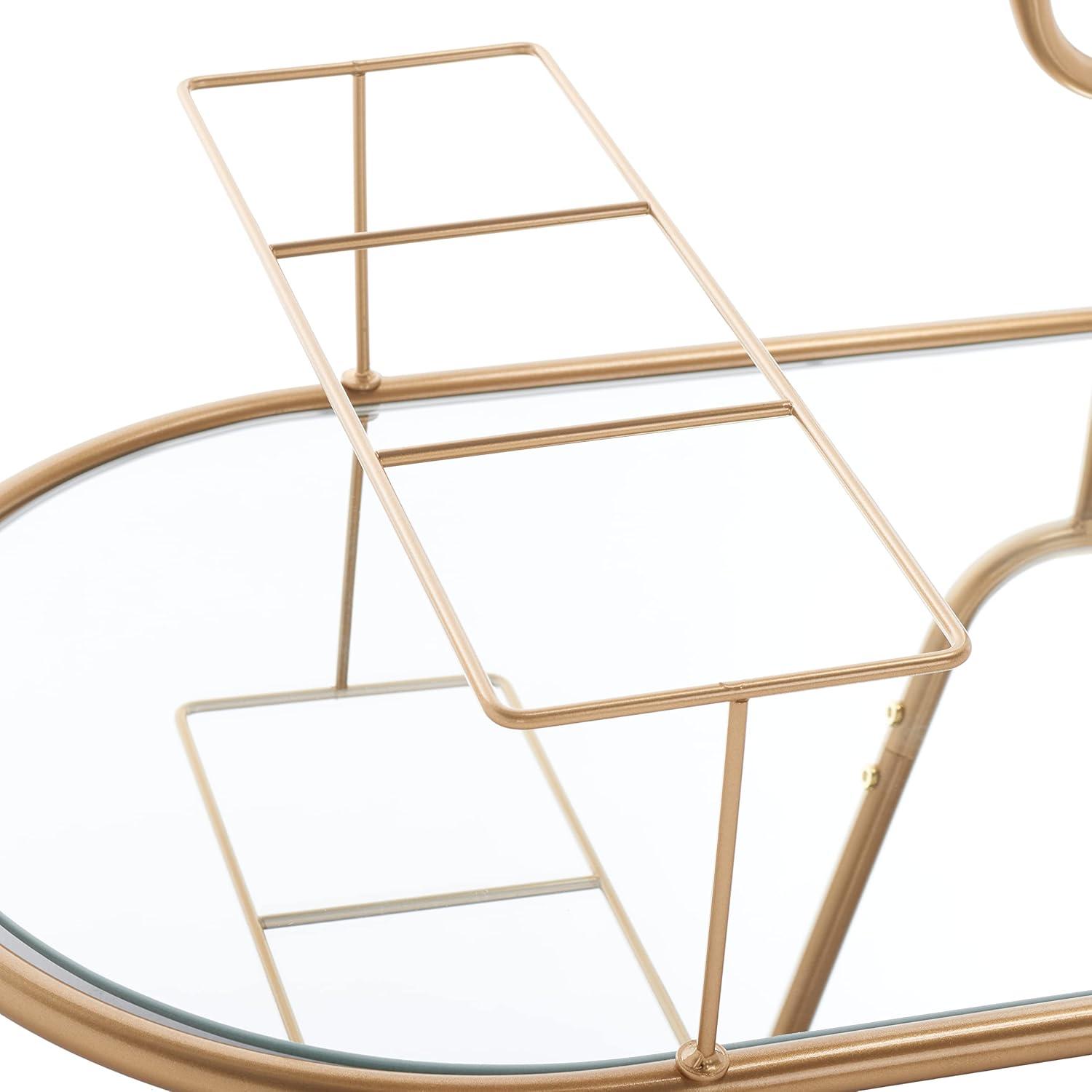image:imageSAFAVIEH Home Collection Midas GoldMirrored 2Tier Oval Bar Cart