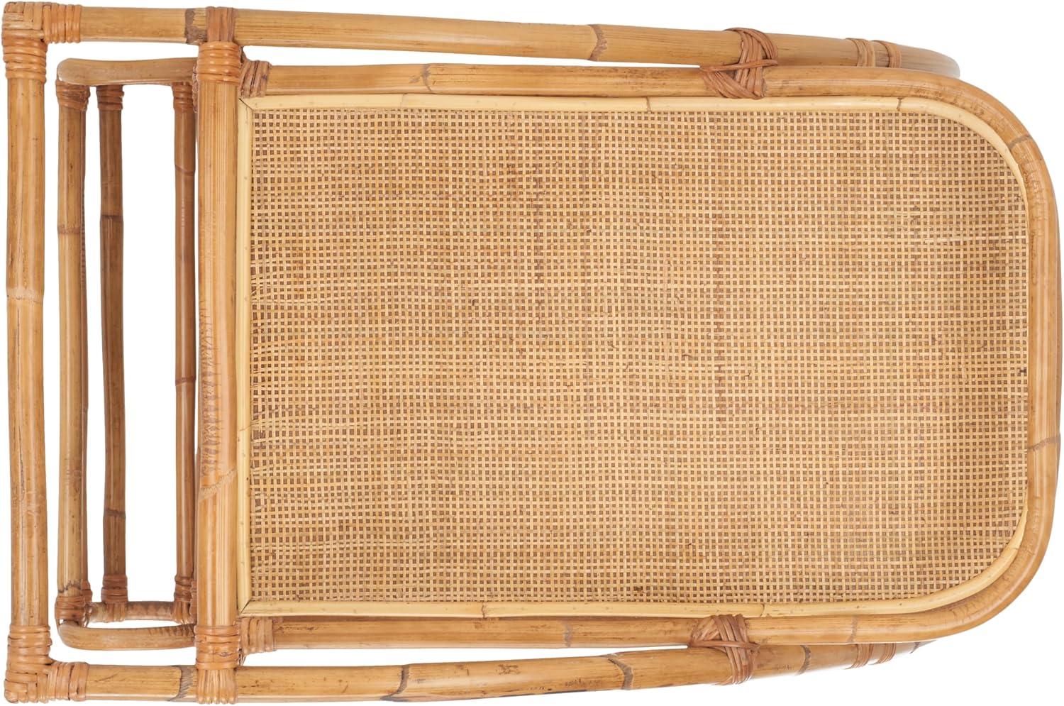 image:imageSAFAVIEH Home Collection Treise Tropical Coastal Natural Rattan 2Tier Bar Cart with Wheels Fully Assembled