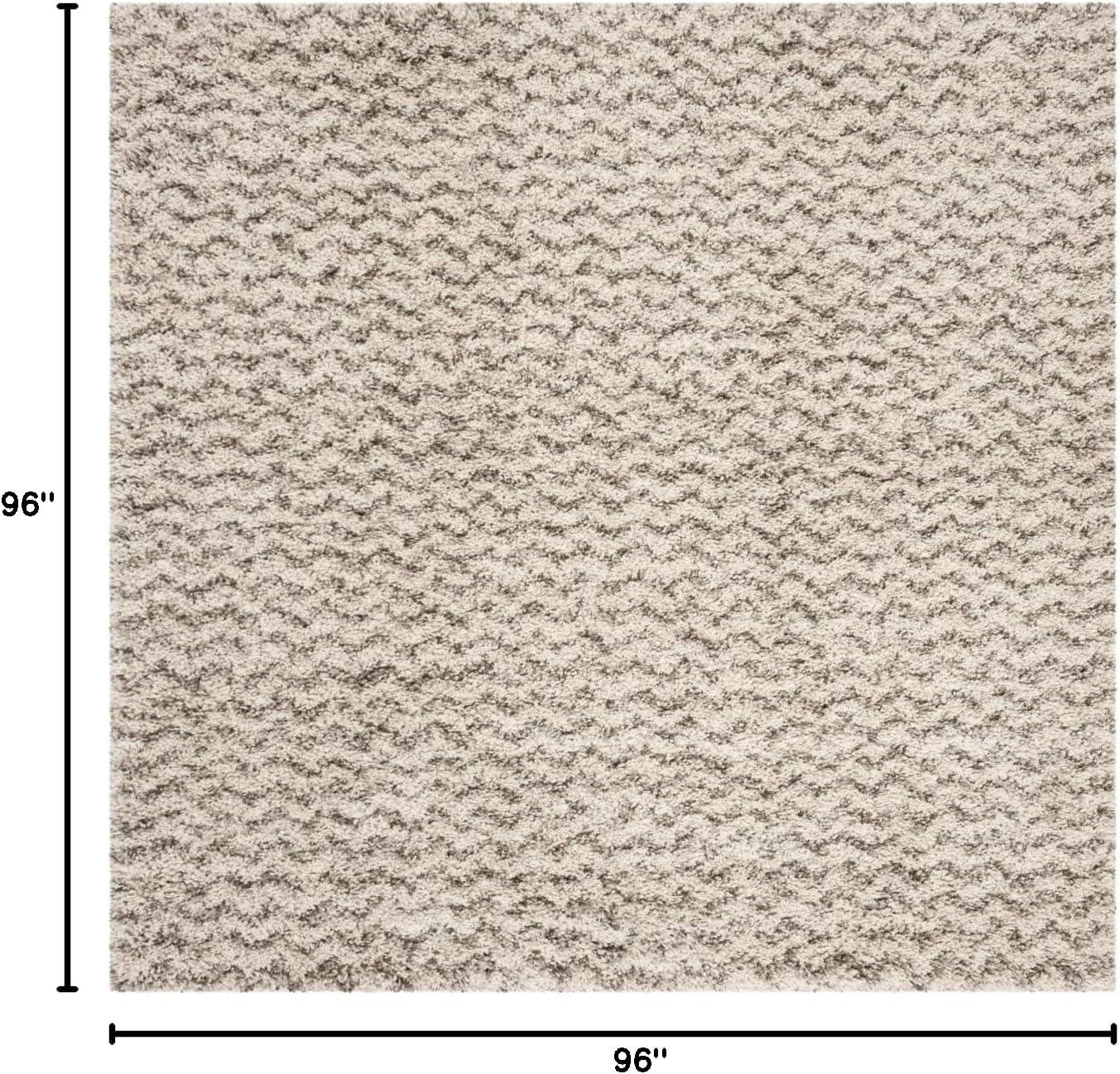 image:imageSAFAVIEH Hudson Shag Collection Area Rug 9 x 12 Ivory amp Grey Chevron Design NonShedding amp Easy Care 2inch Thick Ideal for High Traffic Areas in Living Room Bedroom SGH330AIvoryGrey