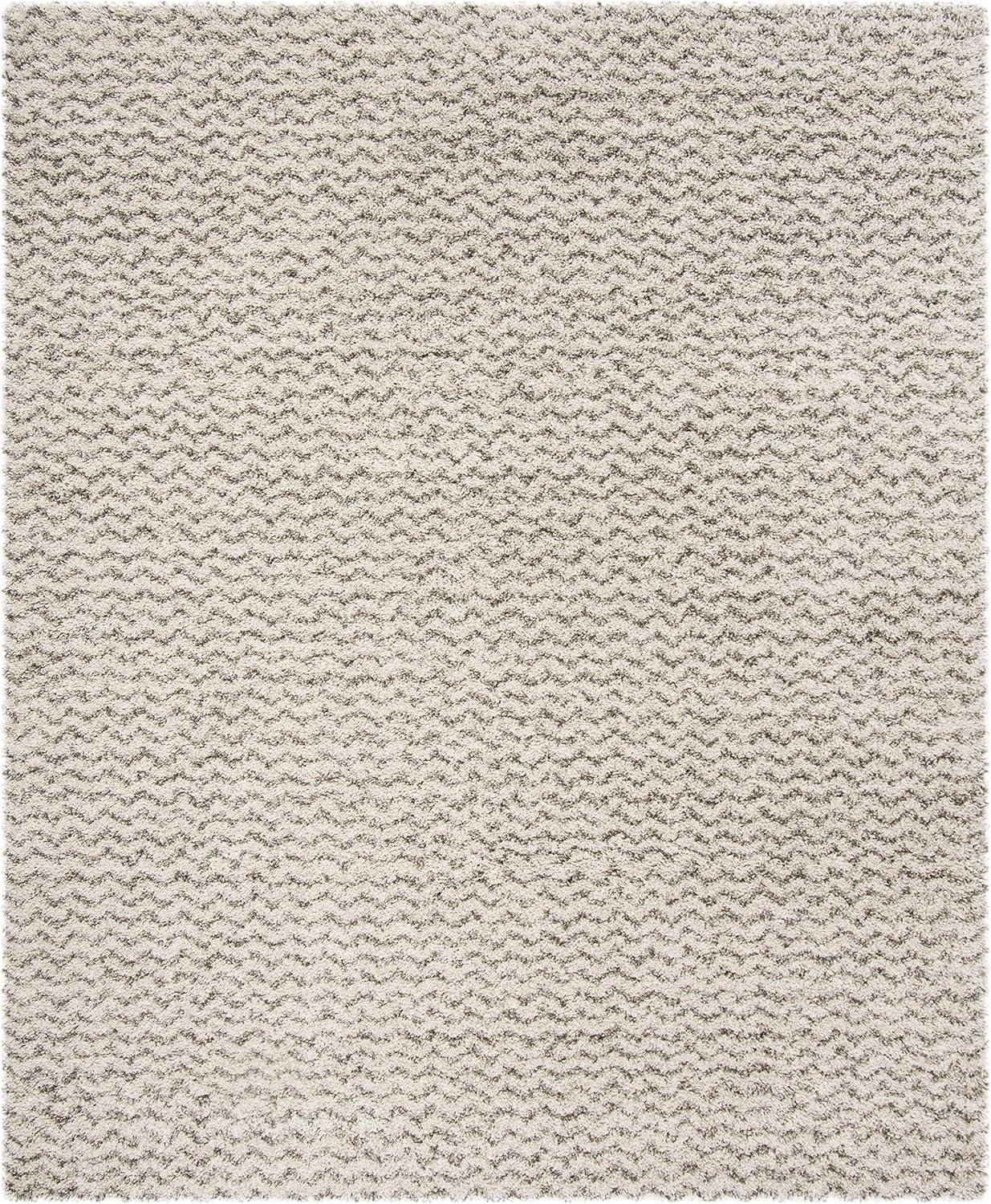 image:imageSAFAVIEH Hudson Shag Collection Area Rug 9 x 12 Ivory amp Grey Chevron Design NonShedding amp Easy Care 2inch Thick Ideal for High Traffic Areas in Living Room Bedroom SGH330AIvoryGrey