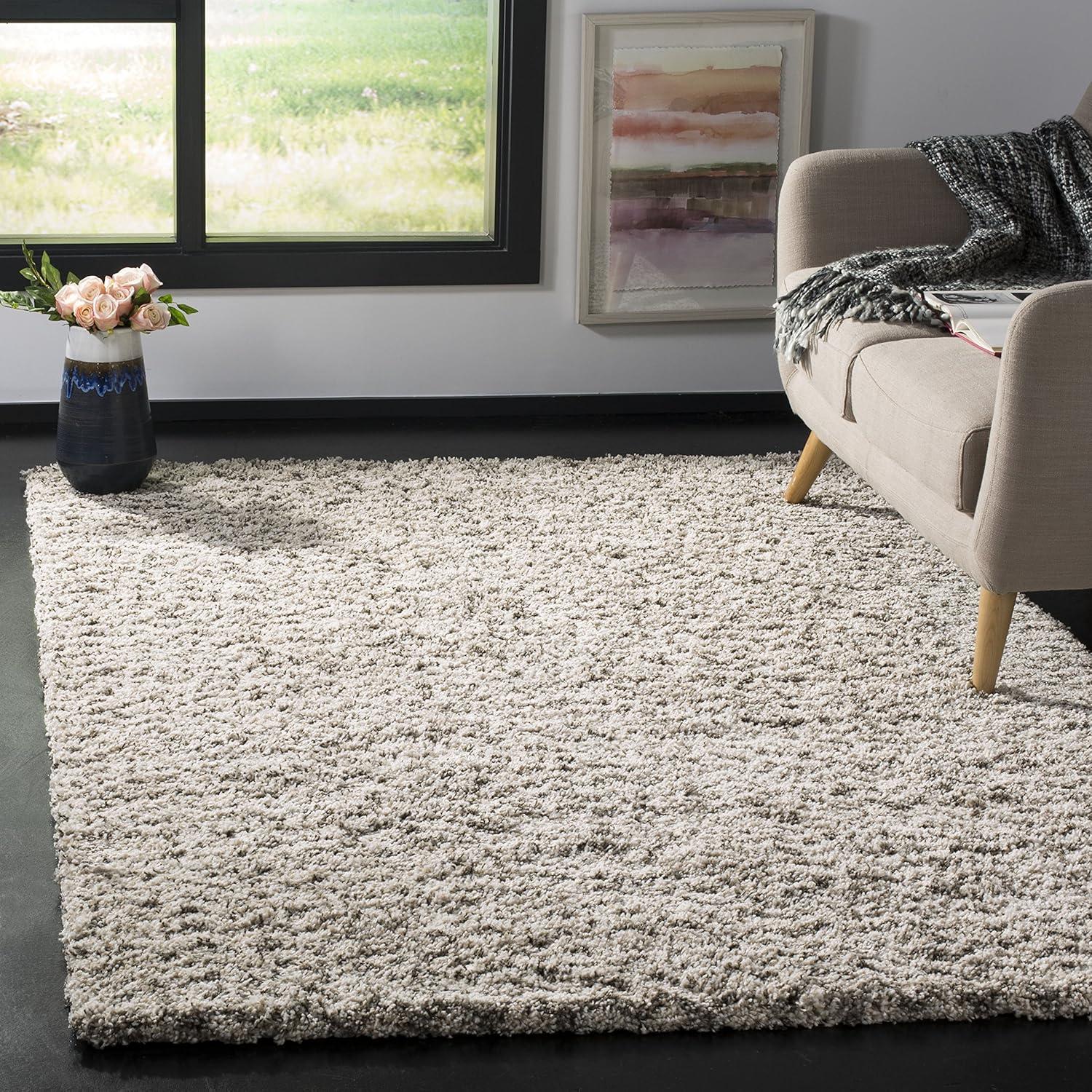 image:imageSAFAVIEH Hudson Shag Collection Area Rug 9 x 12 Ivory amp Grey Chevron Design NonShedding amp Easy Care 2inch Thick Ideal for High Traffic Areas in Living Room Bedroom SGH330AIvoryGrey