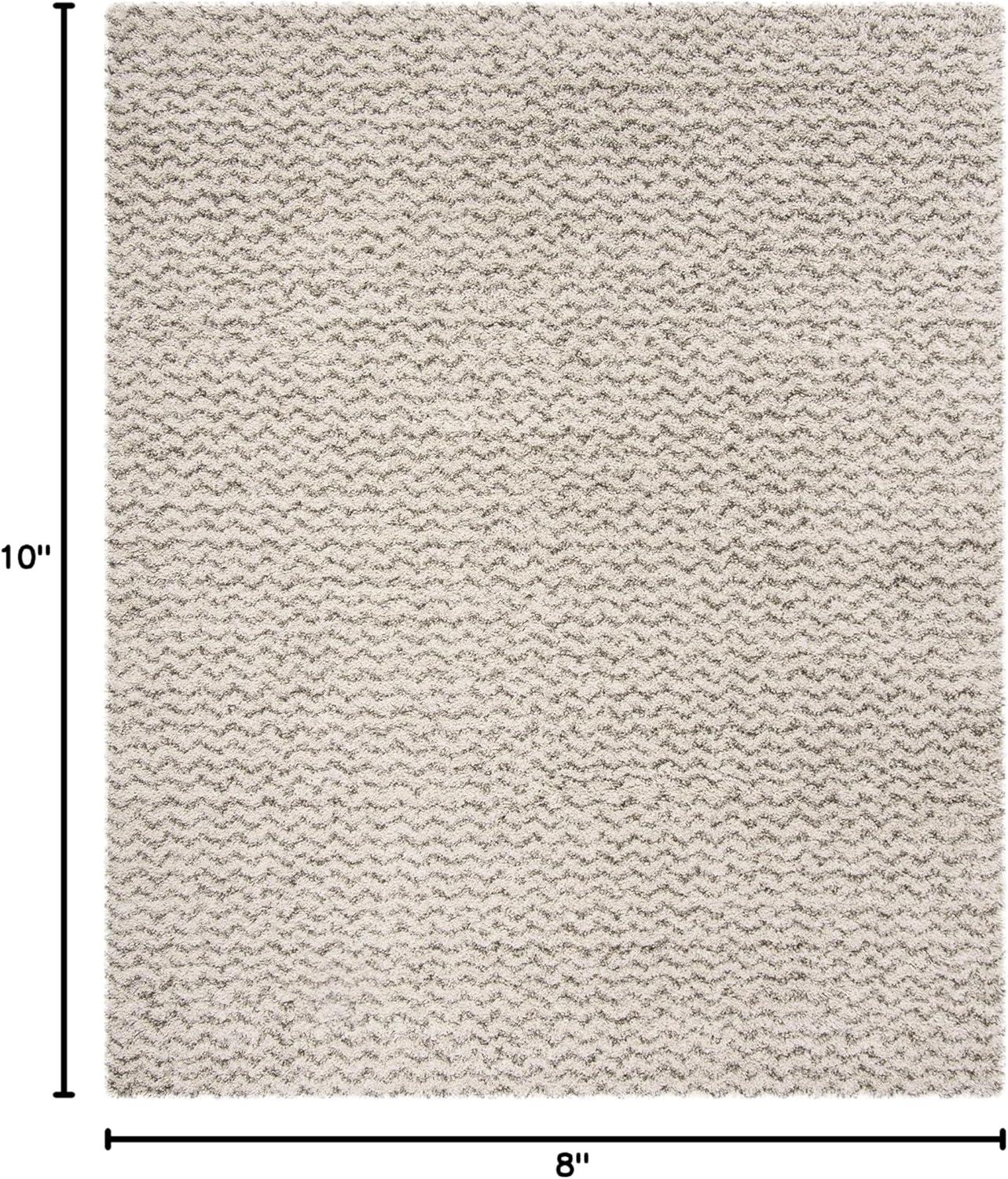 image:imageSAFAVIEH Hudson Shag Collection Area Rug 9 x 12 Ivory amp Grey Chevron Design NonShedding amp Easy Care 2inch Thick Ideal for High Traffic Areas in Living Room Bedroom SGH330AIvoryGrey