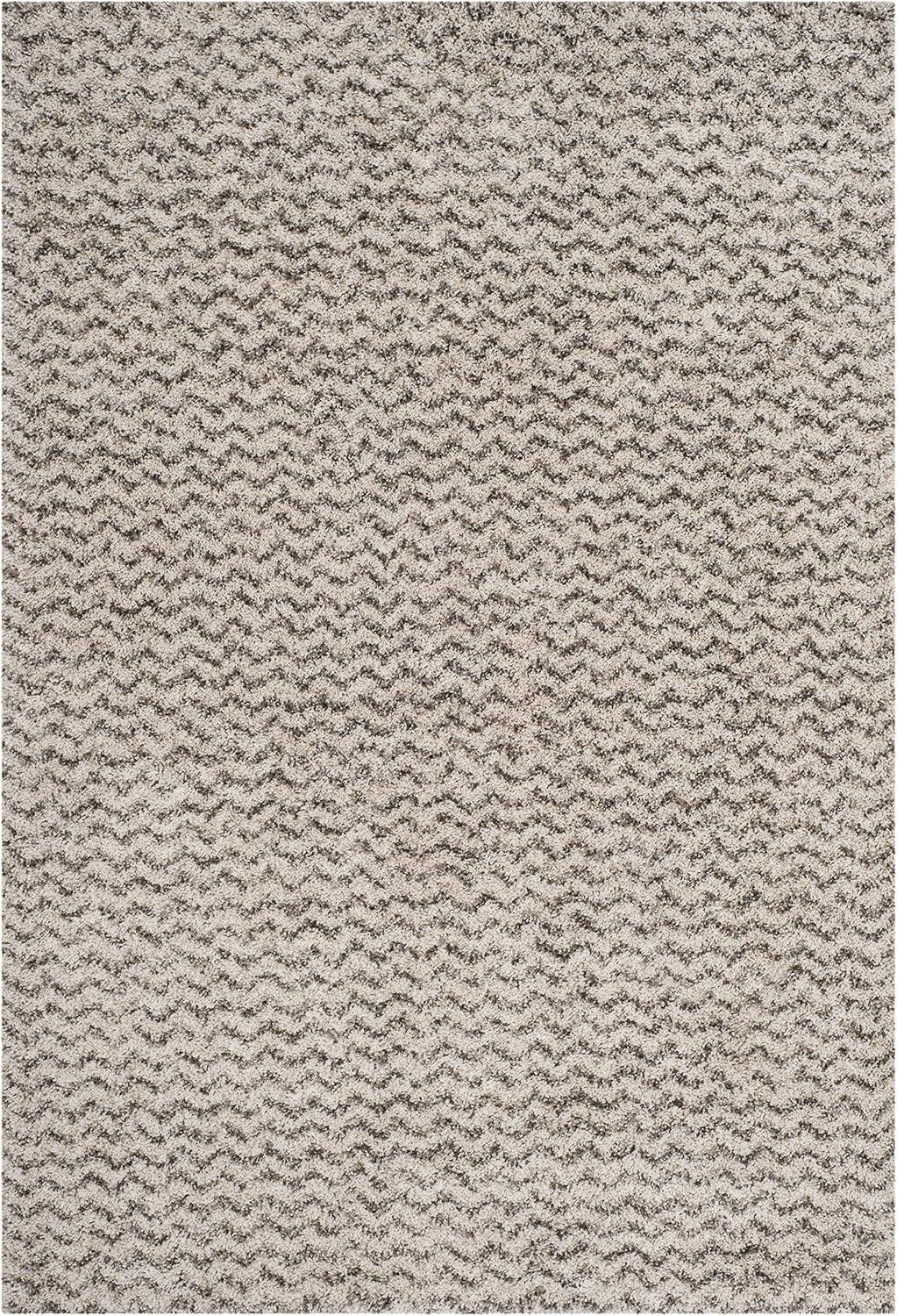 image:imageSAFAVIEH Hudson Shag Collection Area Rug 9 x 12 Ivory amp Grey Chevron Design NonShedding amp Easy Care 2inch Thick Ideal for High Traffic Areas in Living Room Bedroom SGH330AIvoryGrey