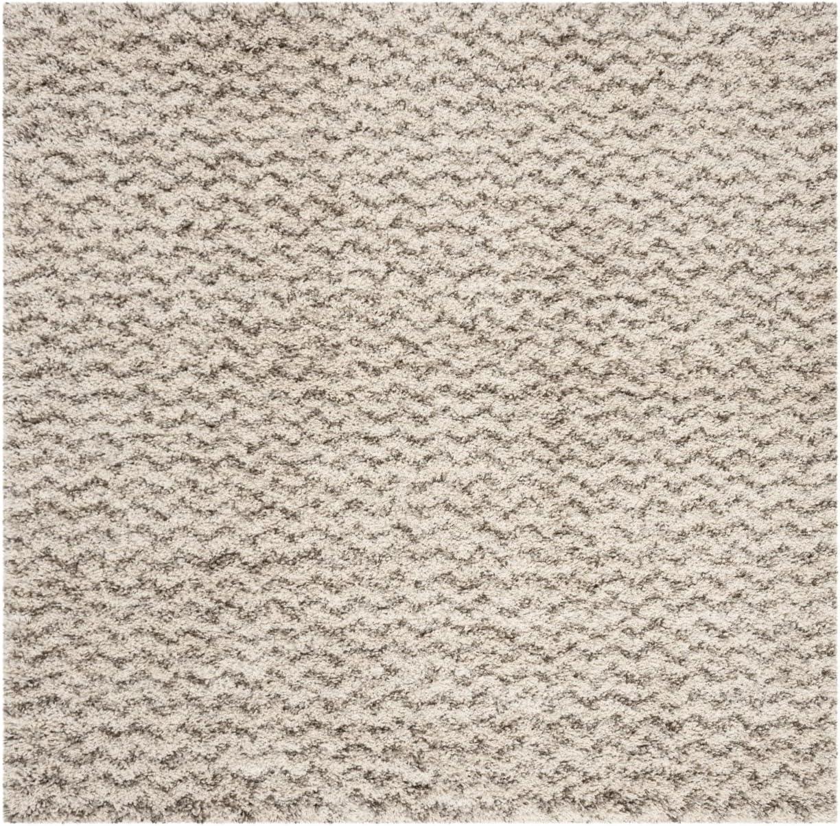 image:imageSAFAVIEH Hudson Shag Collection Area Rug 9 x 12 Ivory amp Grey Chevron Design NonShedding amp Easy Care 2inch Thick Ideal for High Traffic Areas in Living Room Bedroom SGH330AIvoryGrey