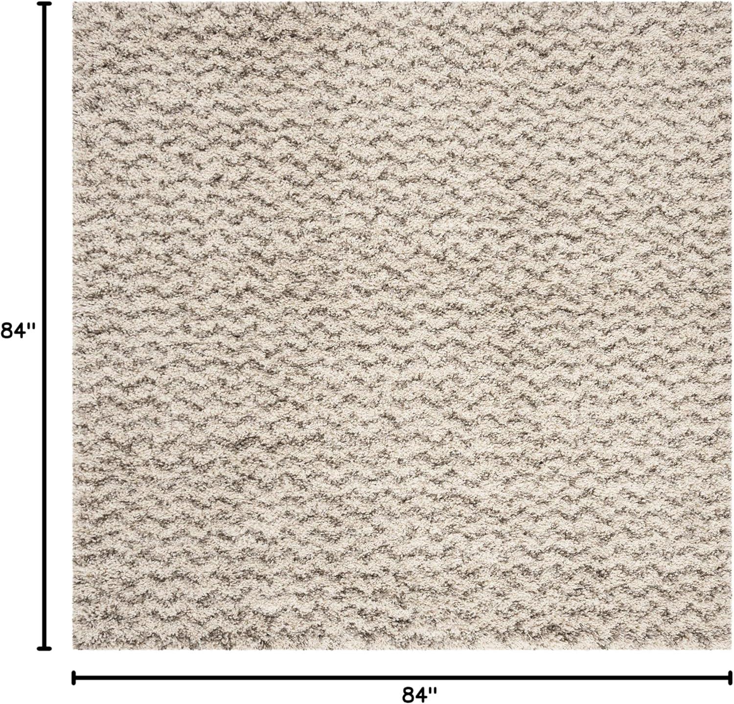 image:imageSAFAVIEH Hudson Shag Collection Area Rug 9 x 12 Ivory amp Grey Chevron Design NonShedding amp Easy Care 2inch Thick Ideal for High Traffic Areas in Living Room Bedroom SGH330AIvoryGrey