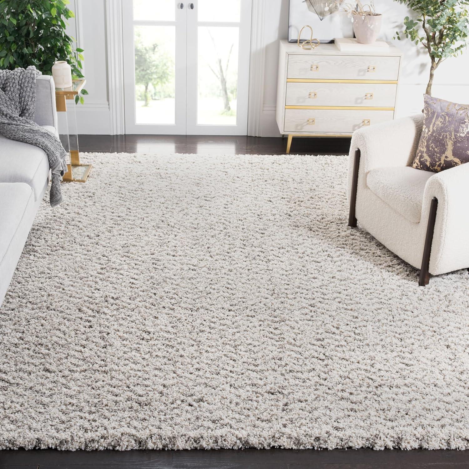 image:imageSAFAVIEH Hudson Shag Collection Area Rug 9 x 12 Ivory amp Grey Chevron Design NonShedding amp Easy Care 2inch Thick Ideal for High Traffic Areas in Living Room Bedroom SGH330AIvoryGrey