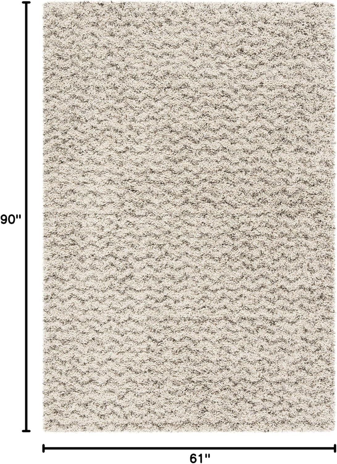 image:imageSAFAVIEH Hudson Shag Collection Area Rug 9 x 12 Ivory amp Grey Chevron Design NonShedding amp Easy Care 2inch Thick Ideal for High Traffic Areas in Living Room Bedroom SGH330AIvoryGrey