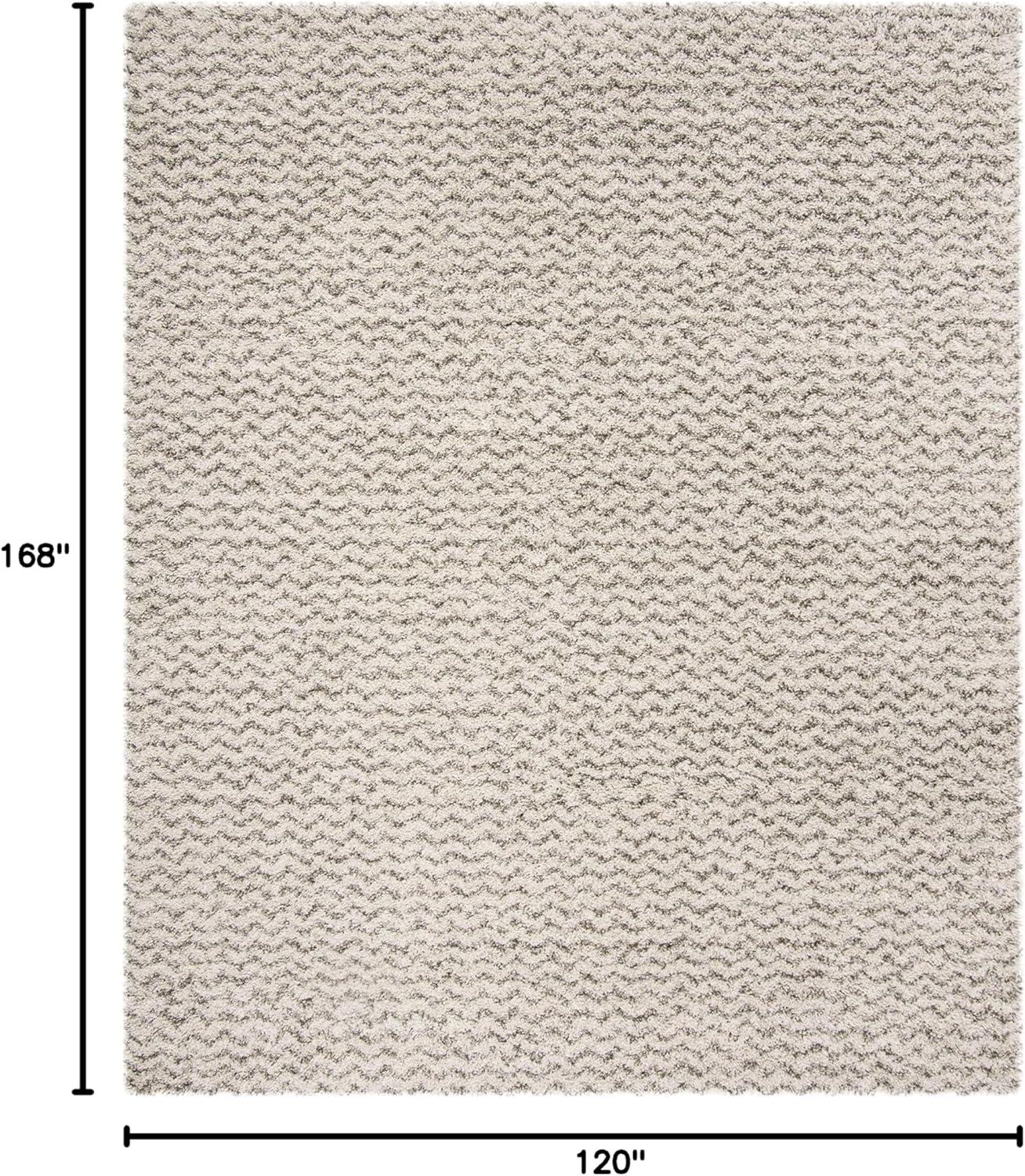image:imageSAFAVIEH Hudson Shag Collection Area Rug 9 x 12 Ivory amp Grey Chevron Design NonShedding amp Easy Care 2inch Thick Ideal for High Traffic Areas in Living Room Bedroom SGH330AIvoryGrey