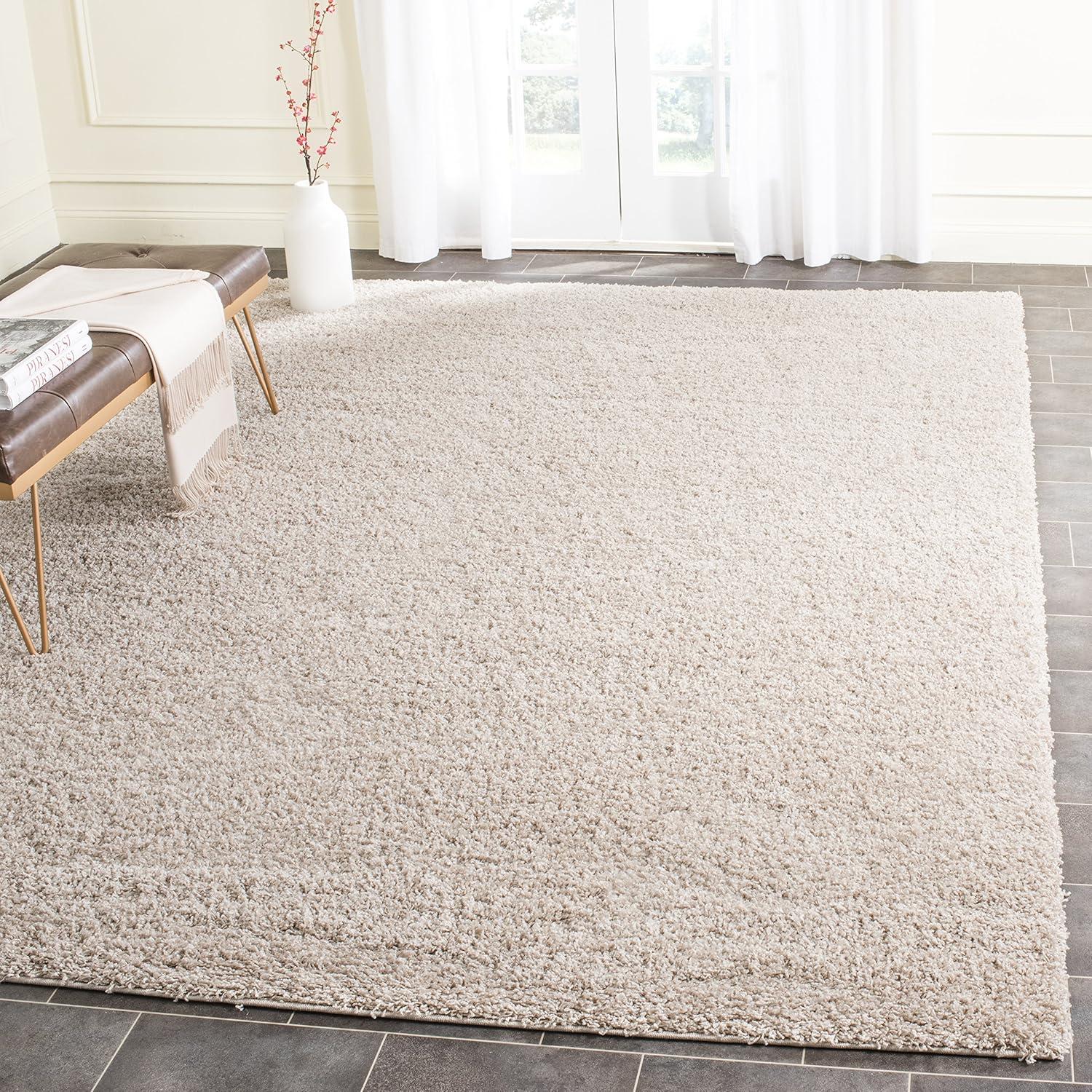 image:imageSAFAVIEH Laguna Shag Collection Area Rug 8 x 10 Sand Solid Design NonShedding amp Easy Care 2inch Thick Ideal for High Traffic Areas in Living Room Bedroom SGL303CSand