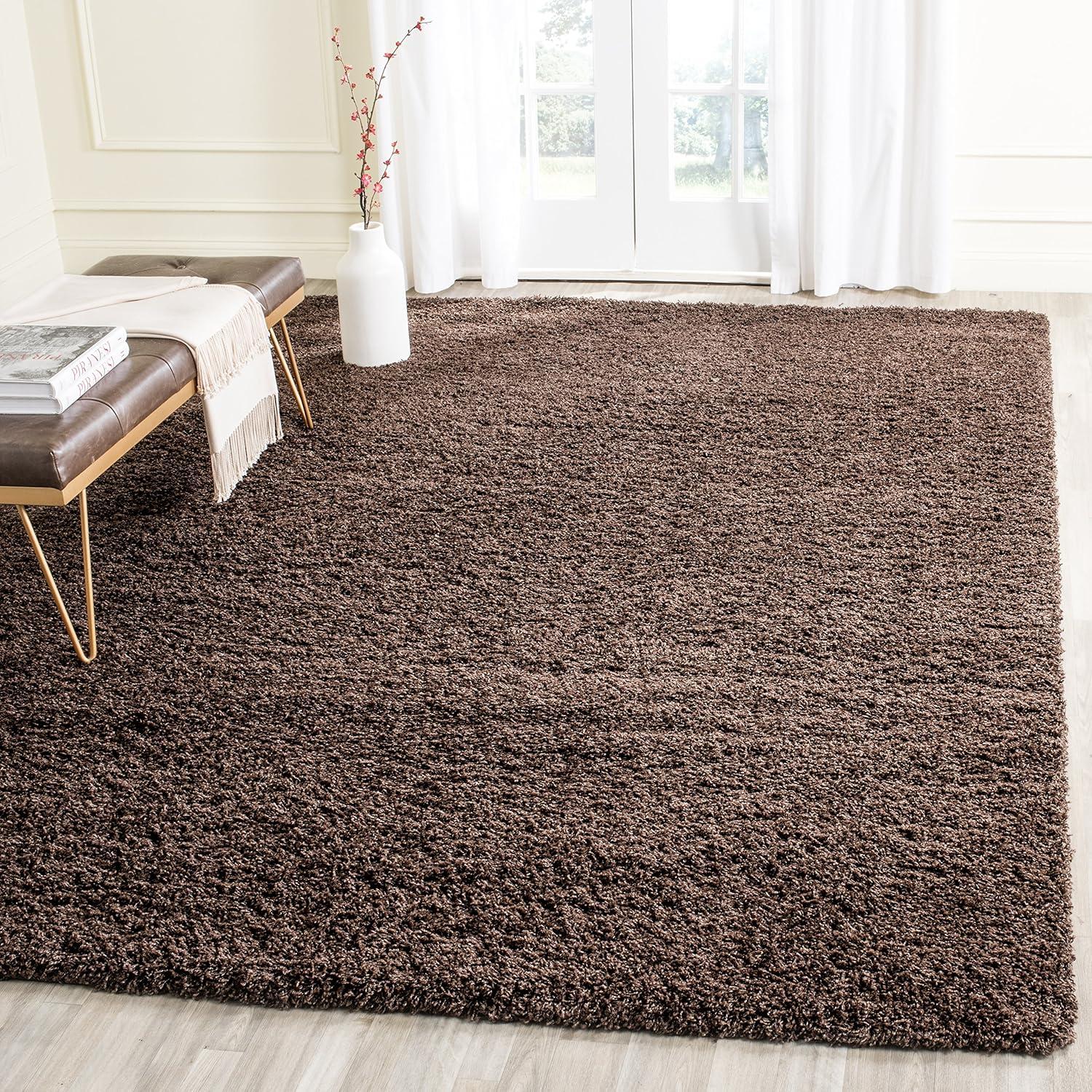 image:imageSAFAVIEH Laguna Shag Collection Area Rug 8 x 10 Sand Solid Design NonShedding amp Easy Care 2inch Thick Ideal for High Traffic Areas in Living Room Bedroom SGL303CBrown