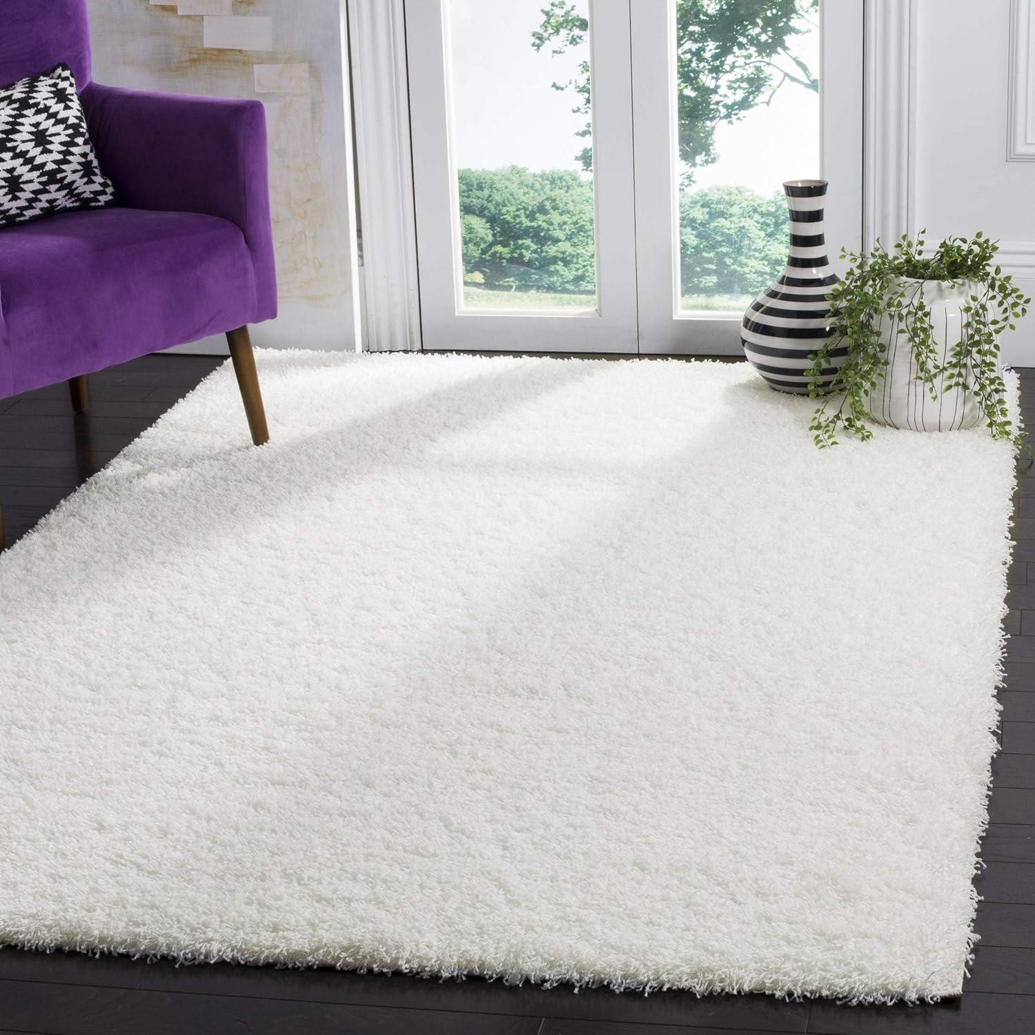 image:imageSAFAVIEH Laguna Shag Collection Area Rug 8 x 10 Sand Solid Design NonShedding amp Easy Care 2inch Thick Ideal for High Traffic Areas in Living Room Bedroom SGL303CWhite