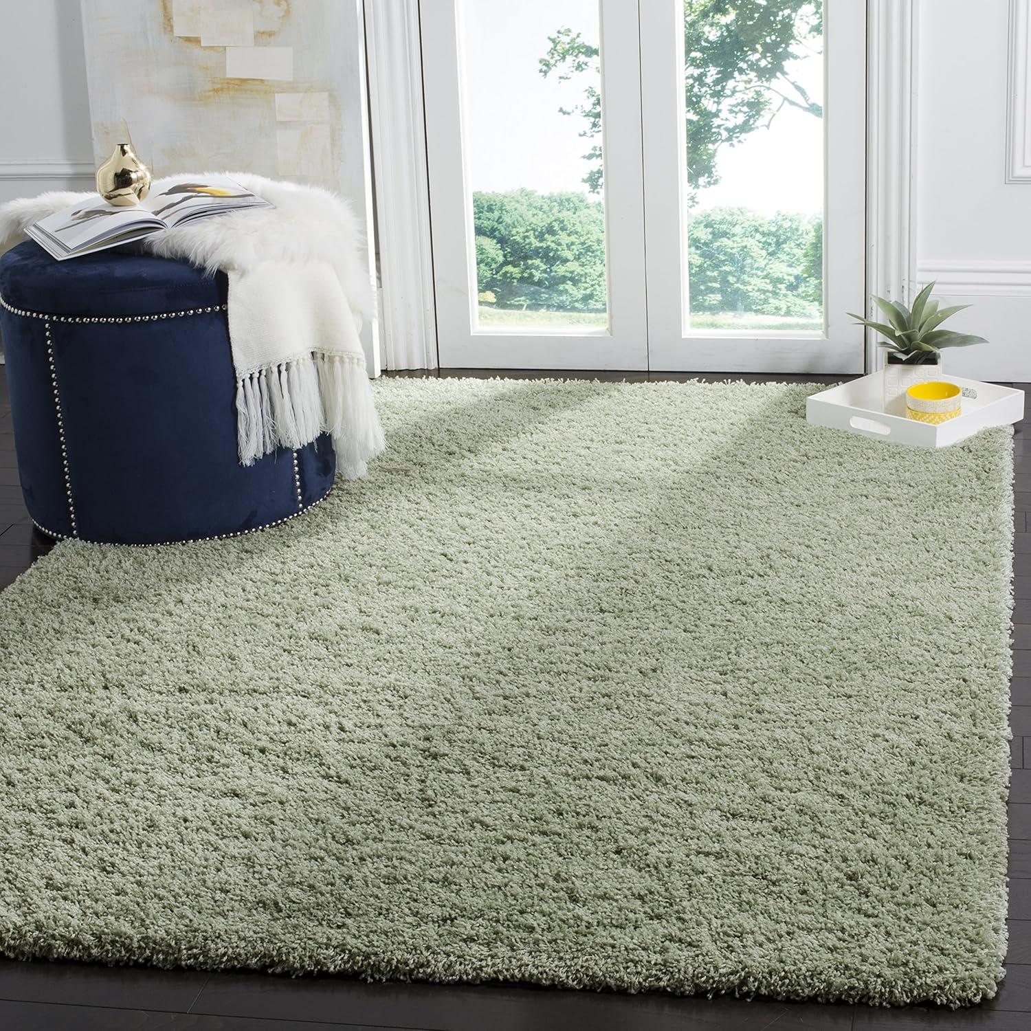 image:imageSAFAVIEH Laguna Shag Collection Area Rug 8 x 10 Sand Solid Design NonShedding amp Easy Care 2inch Thick Ideal for High Traffic Areas in Living Room Bedroom SGL303CLight Sage