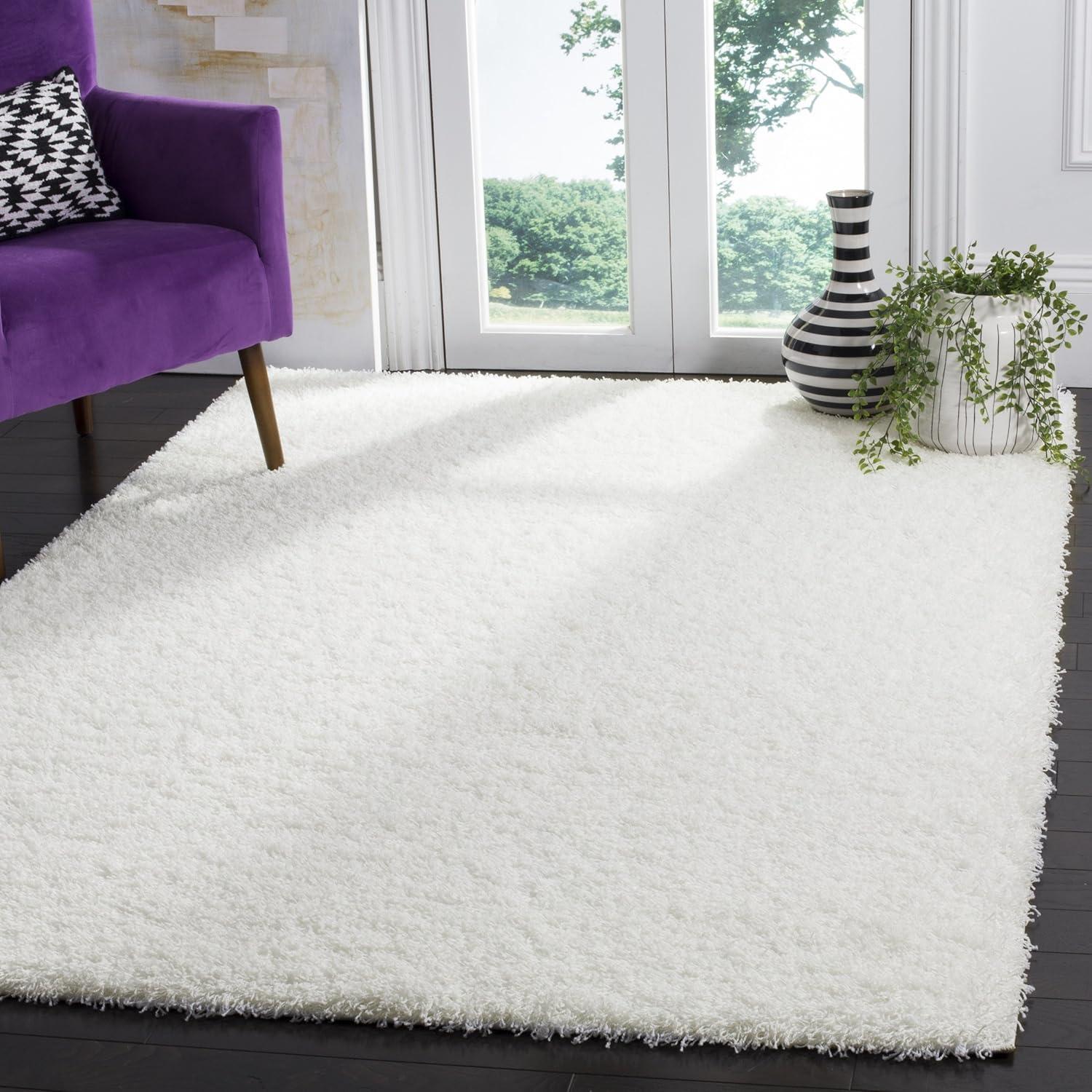 image:imageSAFAVIEH Laguna Shag Collection Area Rug 8 x 10 Sand Solid Design NonShedding amp Easy Care 2inch Thick Ideal for High Traffic Areas in Living Room Bedroom SGL303CWhite
