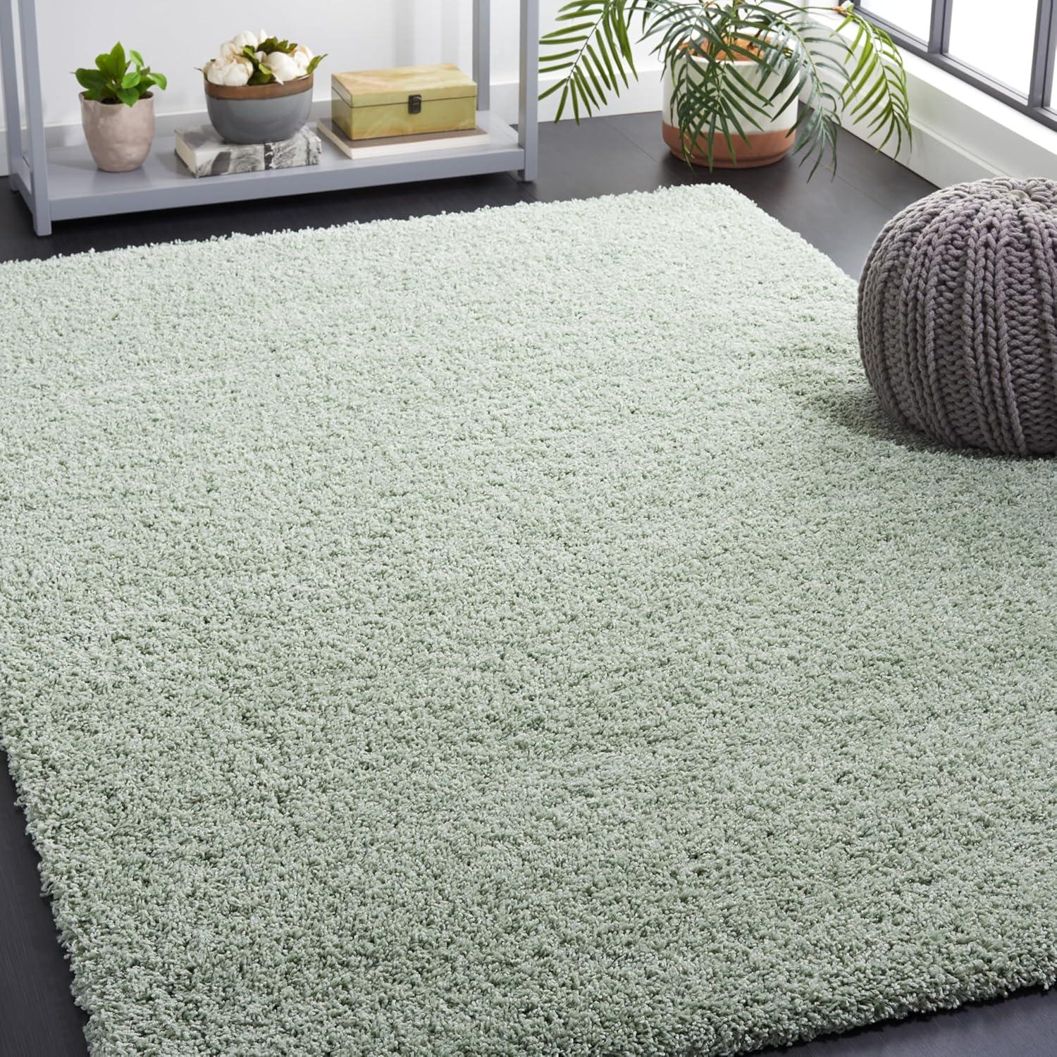 image:imageSAFAVIEH Laguna Shag Collection Area Rug 8 x 10 Sand Solid Design NonShedding amp Easy Care 2inch Thick Ideal for High Traffic Areas in Living Room Bedroom SGL303CLight Sage