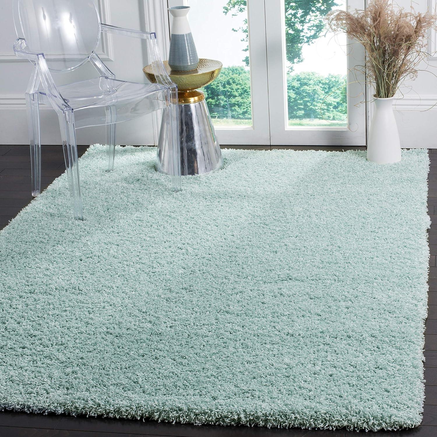 image:imageSAFAVIEH Laguna Shag Collection Area Rug 8 x 10 Sand Solid Design NonShedding amp Easy Care 2inch Thick Ideal for High Traffic Areas in Living Room Bedroom SGL303CLight Blue