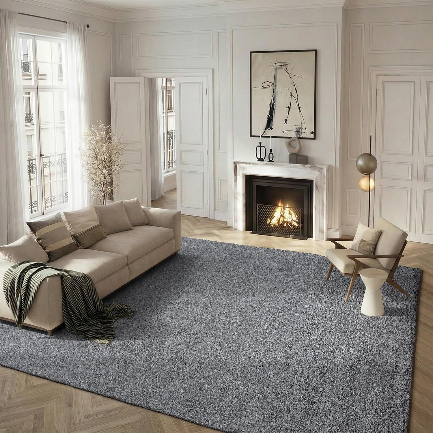 image:imageSAFAVIEH Laguna Shag Collection Area Rug 8 x 10 Sand Solid Design NonShedding amp Easy Care 2inch Thick Ideal for High Traffic Areas in Living Room Bedroom SGL303CSilver