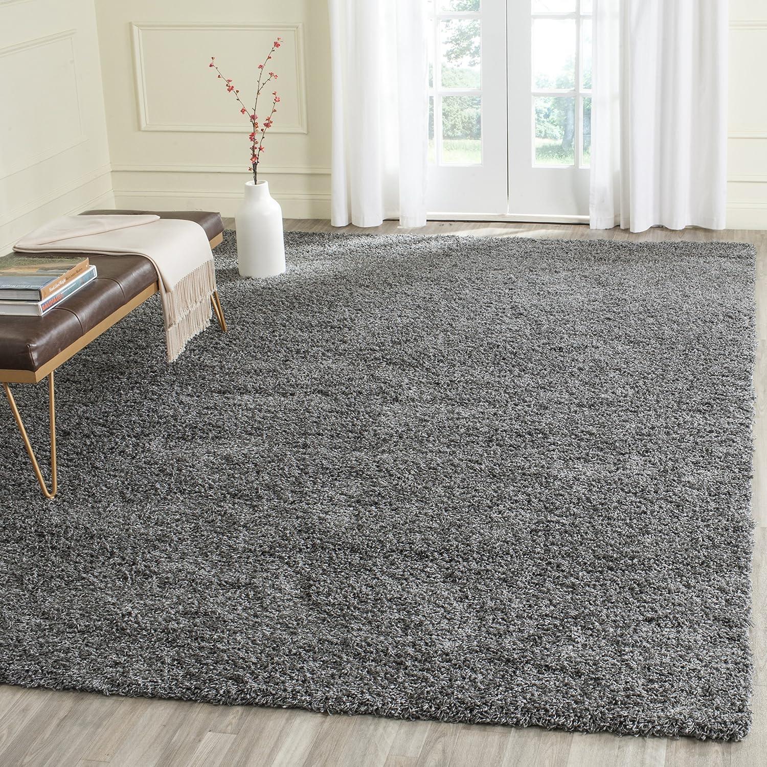 image:imageSAFAVIEH Laguna Shag Collection Area Rug 8 x 10 Sand Solid Design NonShedding amp Easy Care 2inch Thick Ideal for High Traffic Areas in Living Room Bedroom SGL303CDark Grey