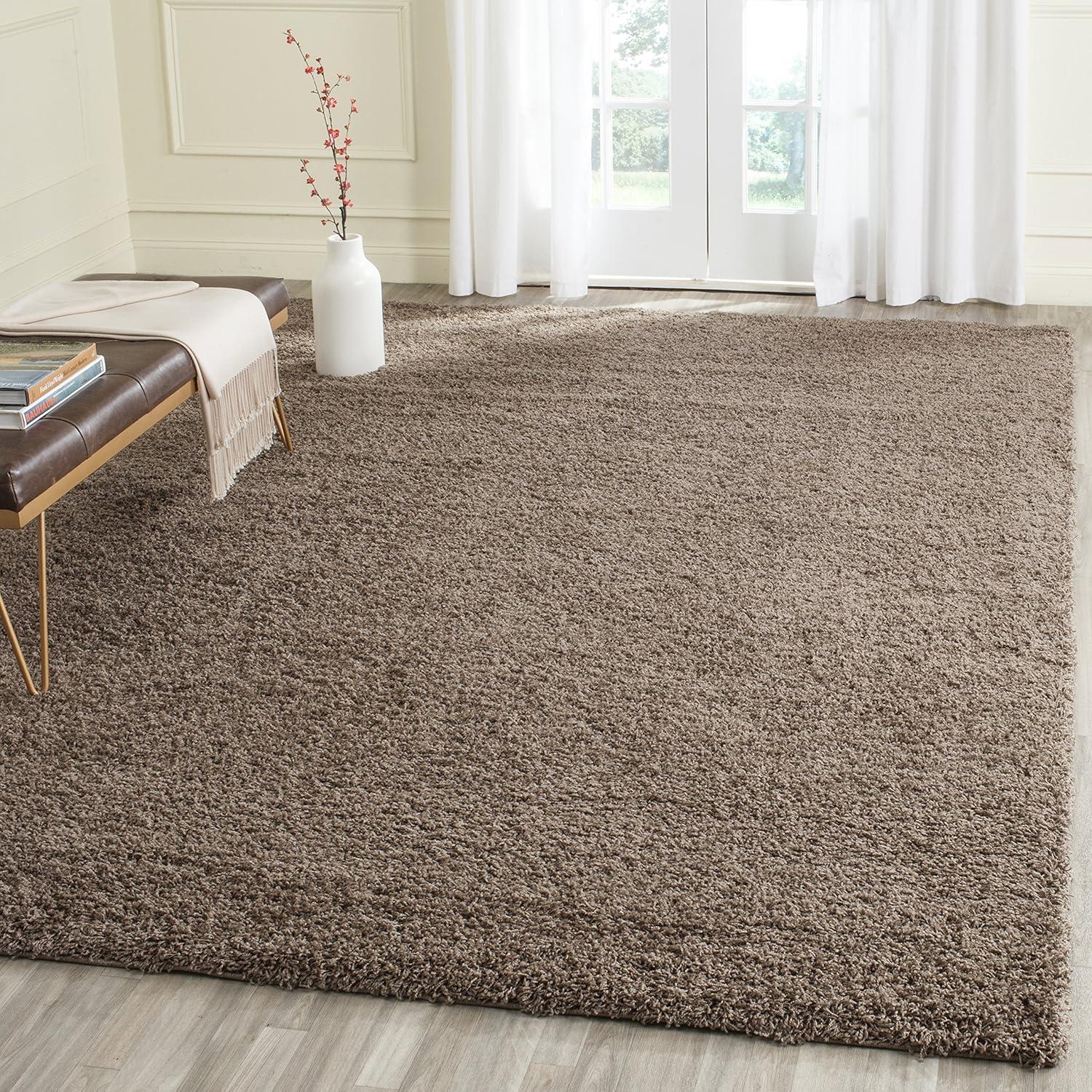 image:imageSAFAVIEH Laguna Shag Collection Area Rug 8 x 10 Sand Solid Design NonShedding amp Easy Care 2inch Thick Ideal for High Traffic Areas in Living Room Bedroom SGL303CTaupe