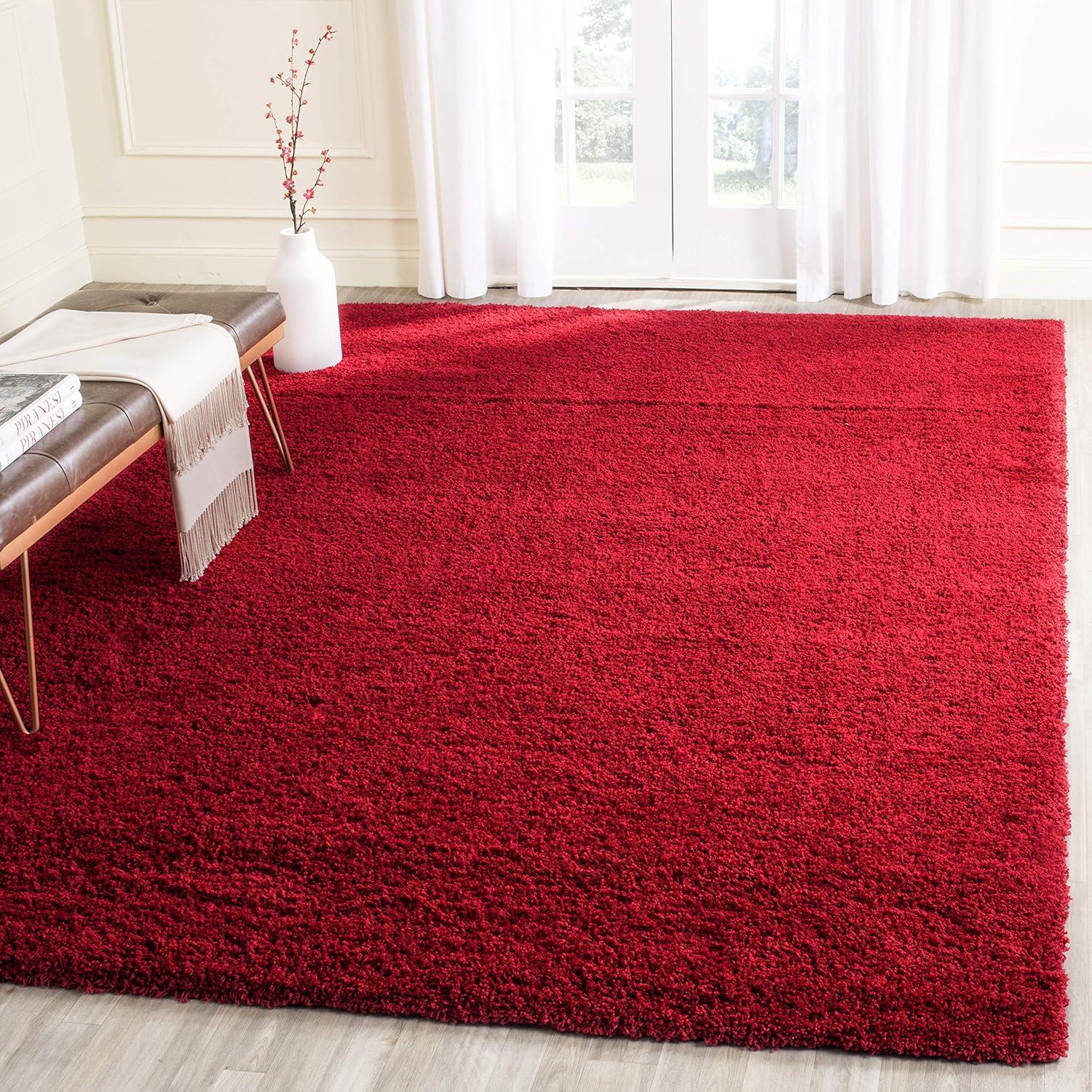 image:imageSAFAVIEH Laguna Shag Collection Area Rug 8 x 10 Sand Solid Design NonShedding amp Easy Care 2inch Thick Ideal for High Traffic Areas in Living Room Bedroom SGL303CRed