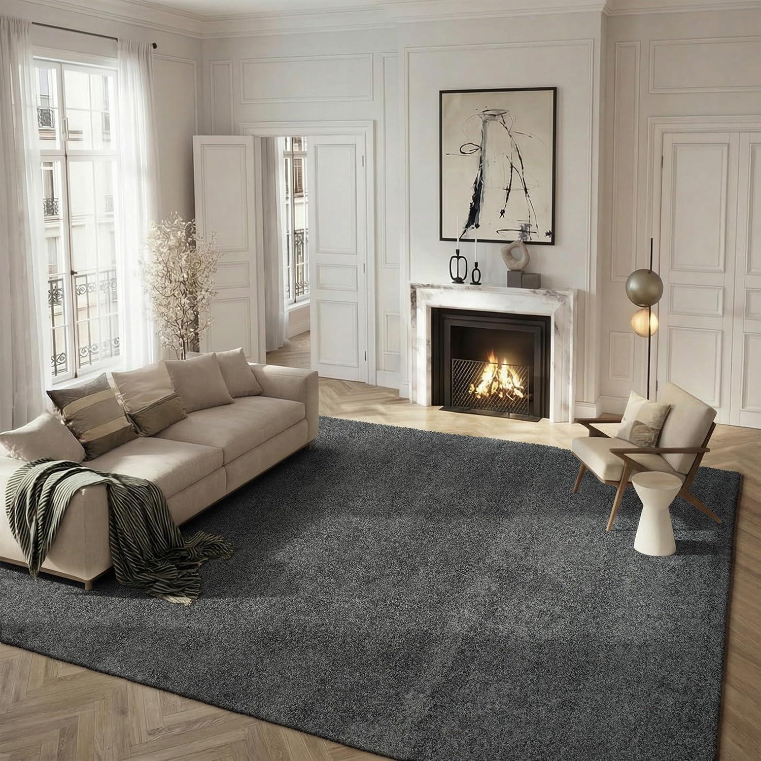 image:imageSAFAVIEH Laguna Shag Collection Area Rug 8 x 10 Sand Solid Design NonShedding amp Easy Care 2inch Thick Ideal for High Traffic Areas in Living Room Bedroom SGL303CDark Grey