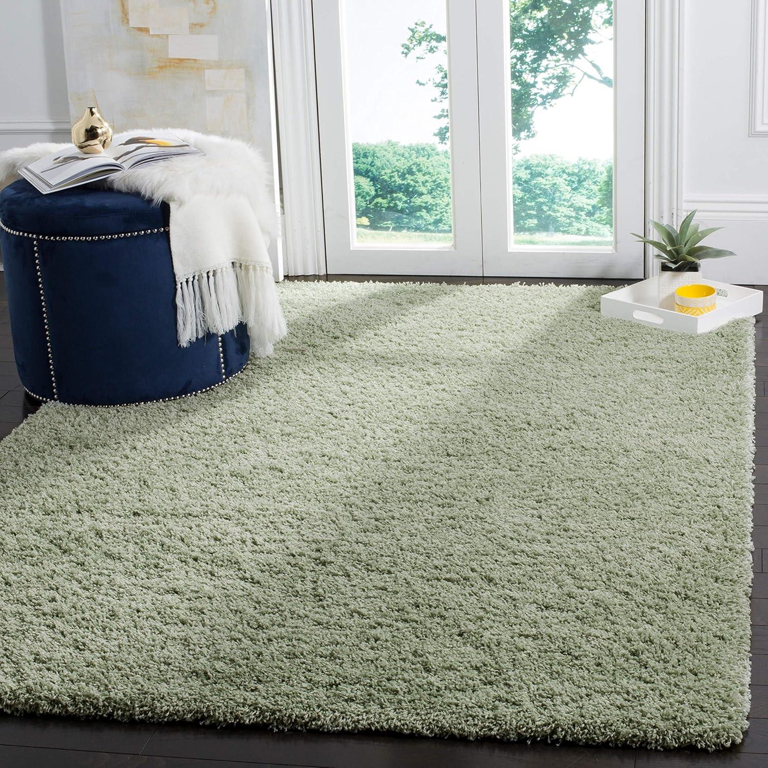 image:imageSAFAVIEH Laguna Shag Collection Area Rug 8 x 10 Sand Solid Design NonShedding amp Easy Care 2inch Thick Ideal for High Traffic Areas in Living Room Bedroom SGL303CLight Blue