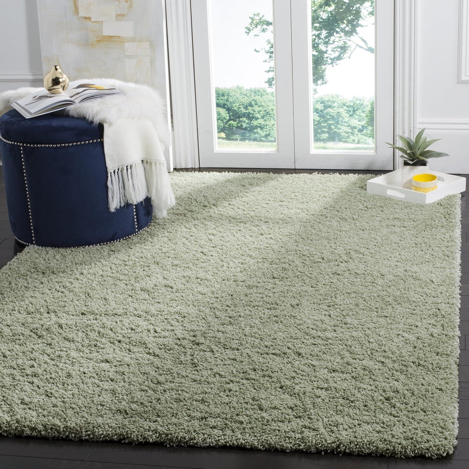image:imageSAFAVIEH Laguna Shag Collection Area Rug 8 x 10 Sand Solid Design NonShedding amp Easy Care 2inch Thick Ideal for High Traffic Areas in Living Room Bedroom SGL303CLight Sage