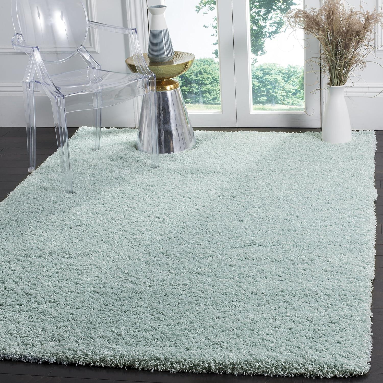 image:imageSAFAVIEH Laguna Shag Collection Area Rug 8 x 10 Sand Solid Design NonShedding amp Easy Care 2inch Thick Ideal for High Traffic Areas in Living Room Bedroom SGL303CLight Blue