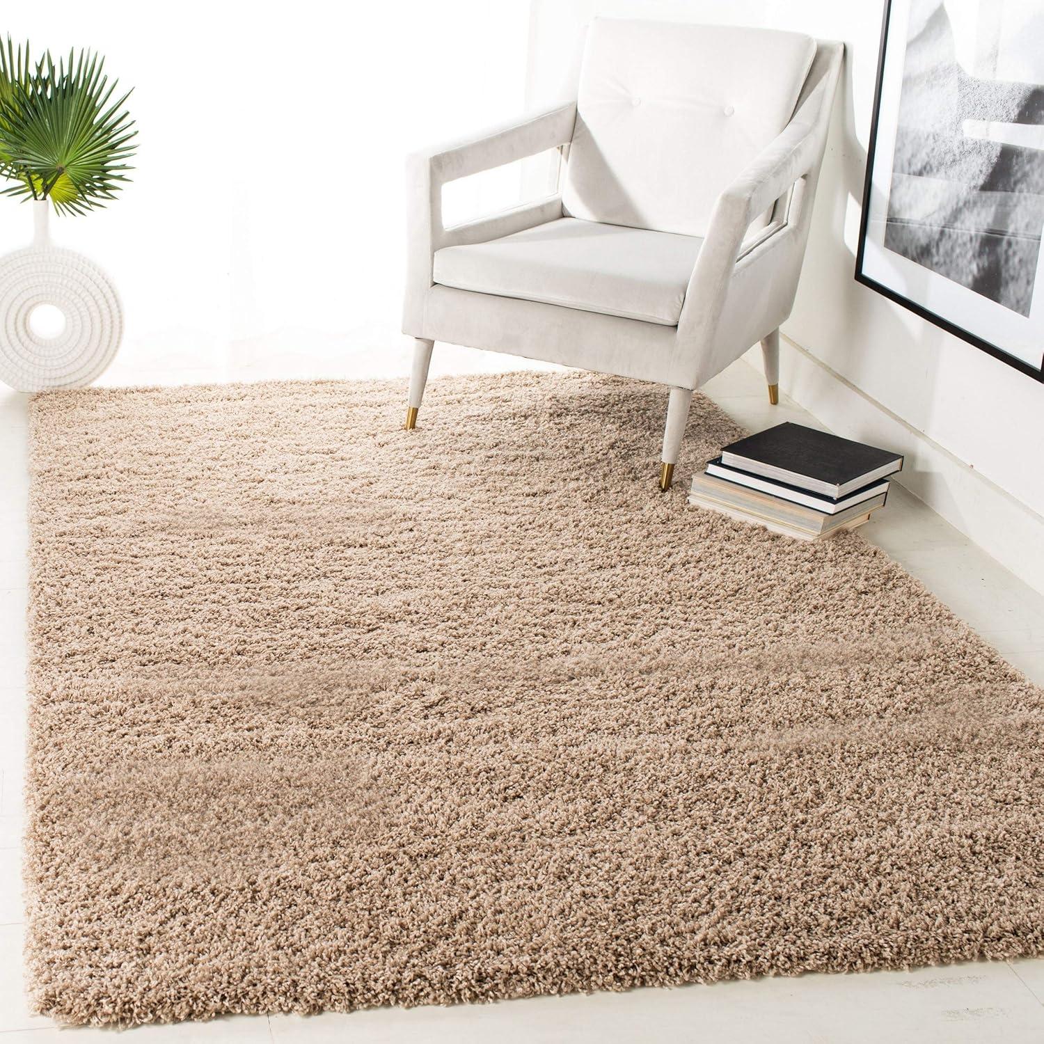 image:imageSAFAVIEH Laguna Shag Collection Area Rug 8 x 10 Sand Solid Design NonShedding amp Easy Care 2inch Thick Ideal for High Traffic Areas in Living Room Bedroom SGL303CWhite