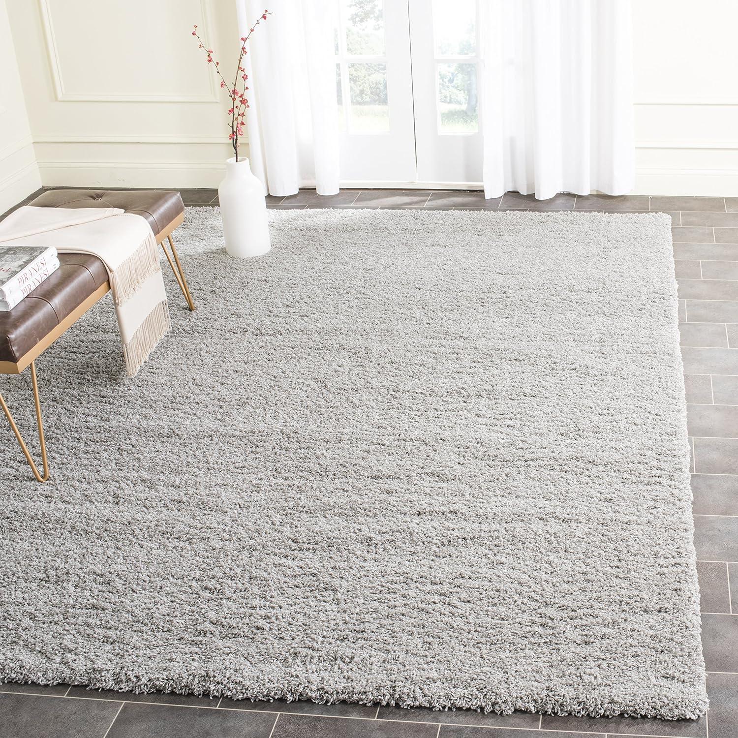 image:imageSAFAVIEH Laguna Shag Collection Area Rug 8 x 10 Sand Solid Design NonShedding amp Easy Care 2inch Thick Ideal for High Traffic Areas in Living Room Bedroom SGL303CSilver