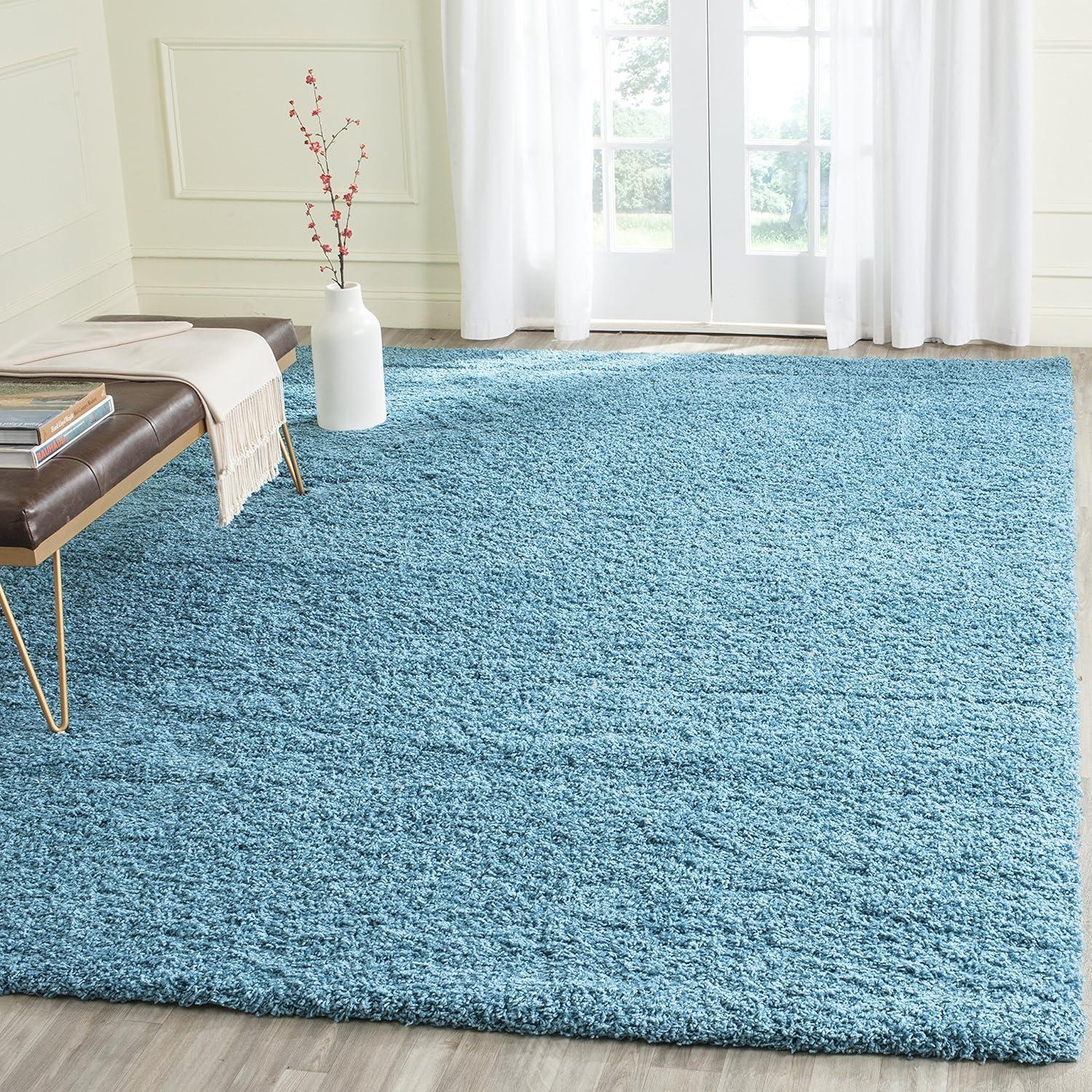 image:imageSAFAVIEH Laguna Shag Collection Area Rug 8 x 10 Sand Solid Design NonShedding amp Easy Care 2inch Thick Ideal for High Traffic Areas in Living Room Bedroom SGL303CTurquoise