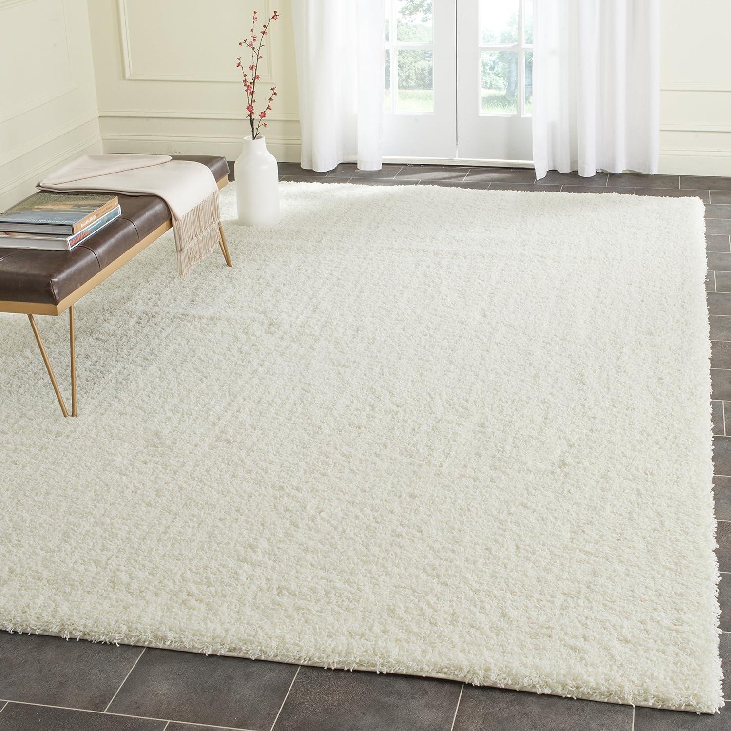 image:imageSAFAVIEH Laguna Shag Collection Area Rug 8 x 10 Sand Solid Design NonShedding amp Easy Care 2inch Thick Ideal for High Traffic Areas in Living Room Bedroom SGL303CIvory