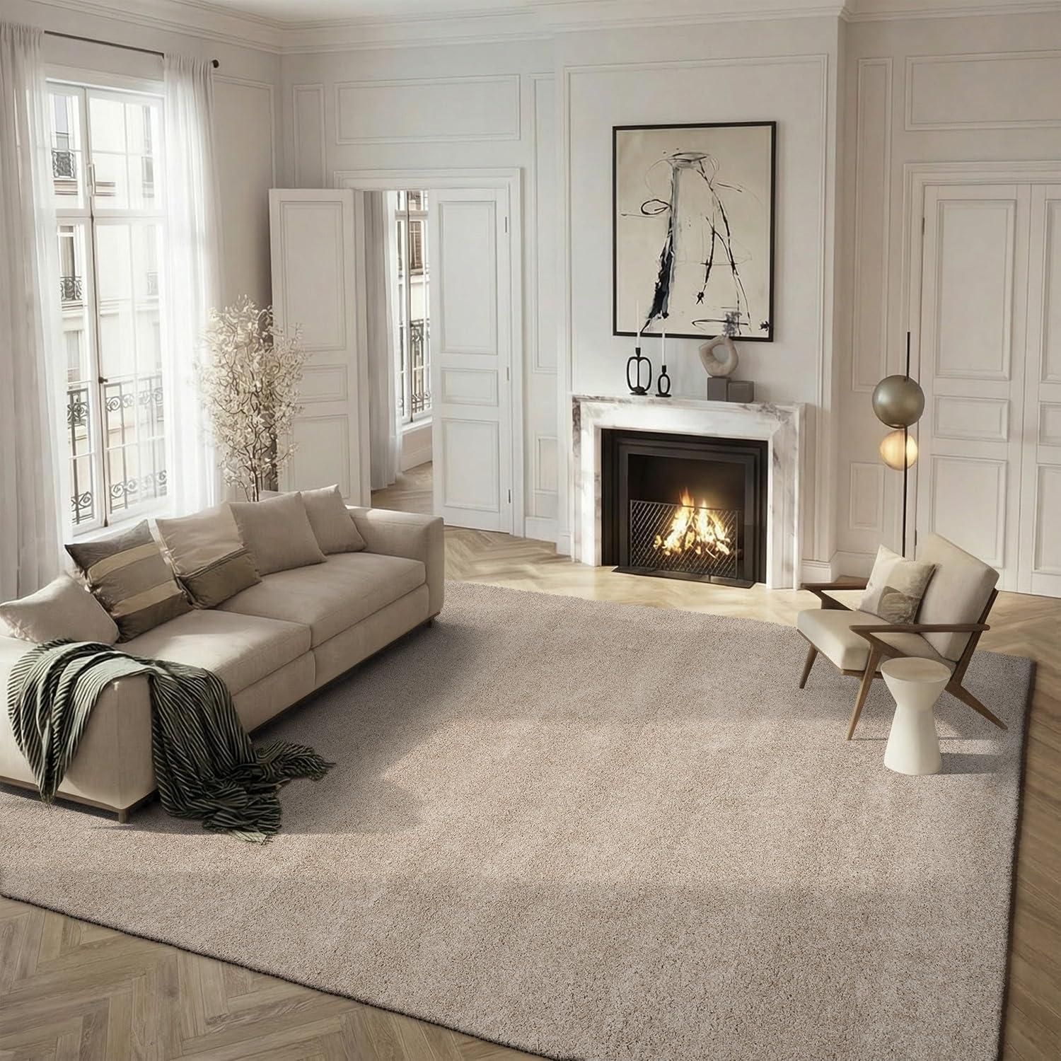 image:imageSAFAVIEH Laguna Shag Collection Area Rug 8 x 10 Sand Solid Design NonShedding amp Easy Care 2inch Thick Ideal for High Traffic Areas in Living Room Bedroom SGL303CSand