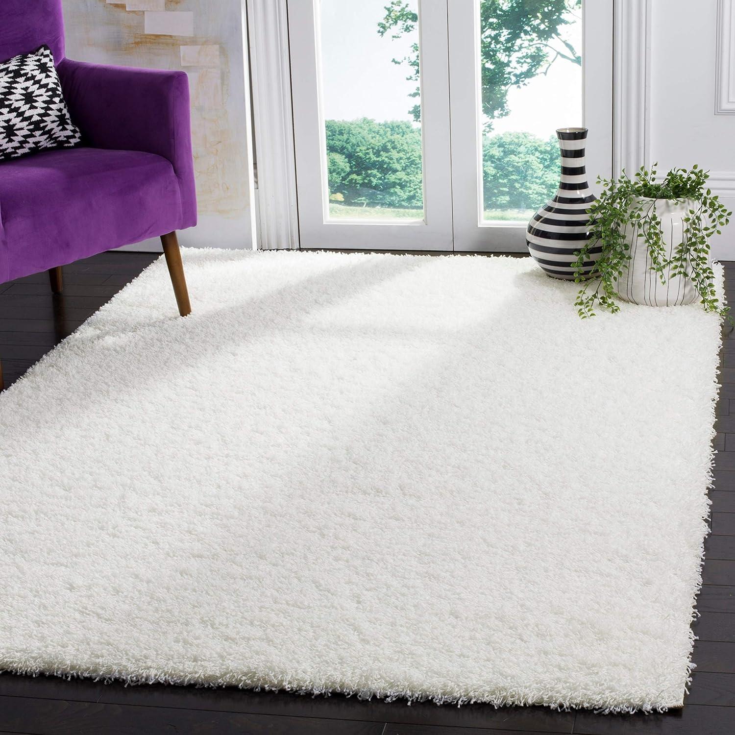 image:imageSAFAVIEH Laguna Shag Collection Area Rug 8 x 10 Sand Solid Design NonShedding amp Easy Care 2inch Thick Ideal for High Traffic Areas in Living Room Bedroom SGL303CWhite
