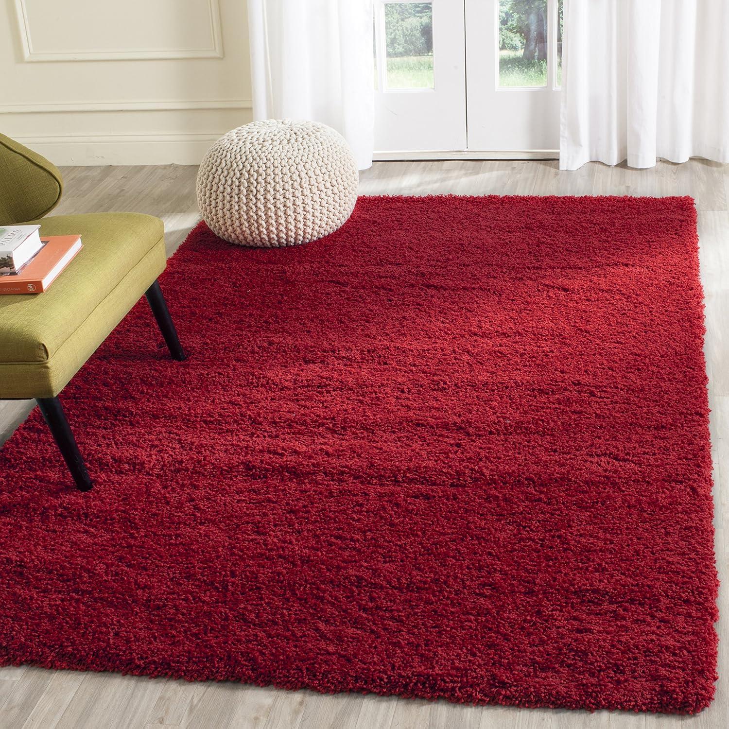 image:imageSAFAVIEH Laguna Shag Collection Area Rug 8 x 10 Sand Solid Design NonShedding amp Easy Care 2inch Thick Ideal for High Traffic Areas in Living Room Bedroom SGL303CRed