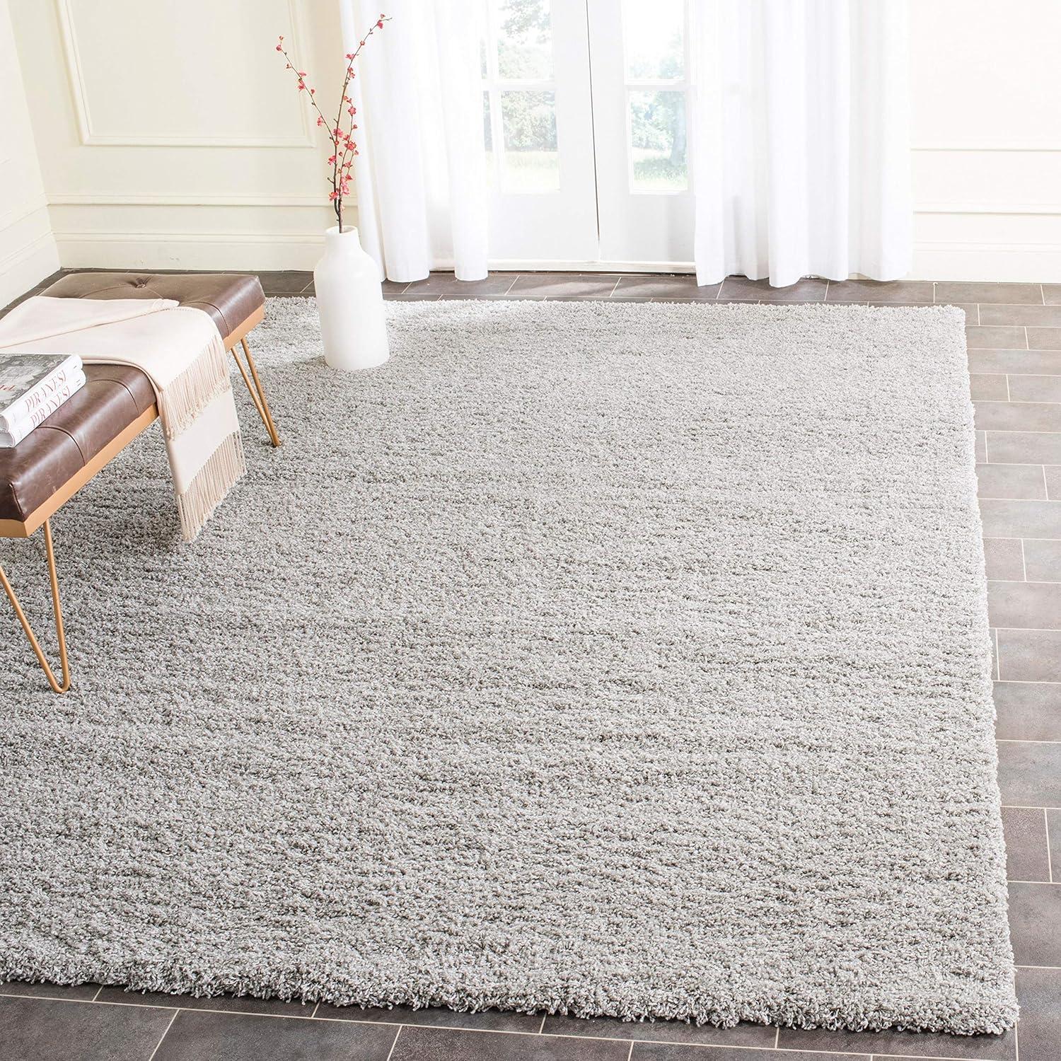 image:imageSAFAVIEH Laguna Shag Collection Area Rug 8 x 10 Sand Solid Design NonShedding amp Easy Care 2inch Thick Ideal for High Traffic Areas in Living Room Bedroom SGL303CSilver