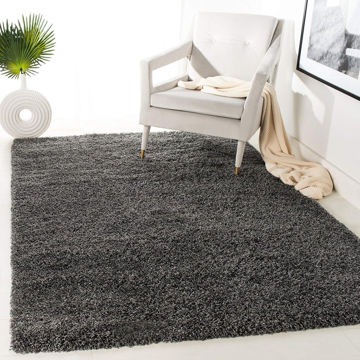 image:imageSAFAVIEH Laguna Shag Collection Area Rug 8 x 10 Sand Solid Design NonShedding amp Easy Care 2inch Thick Ideal for High Traffic Areas in Living Room Bedroom SGL303CDark Grey