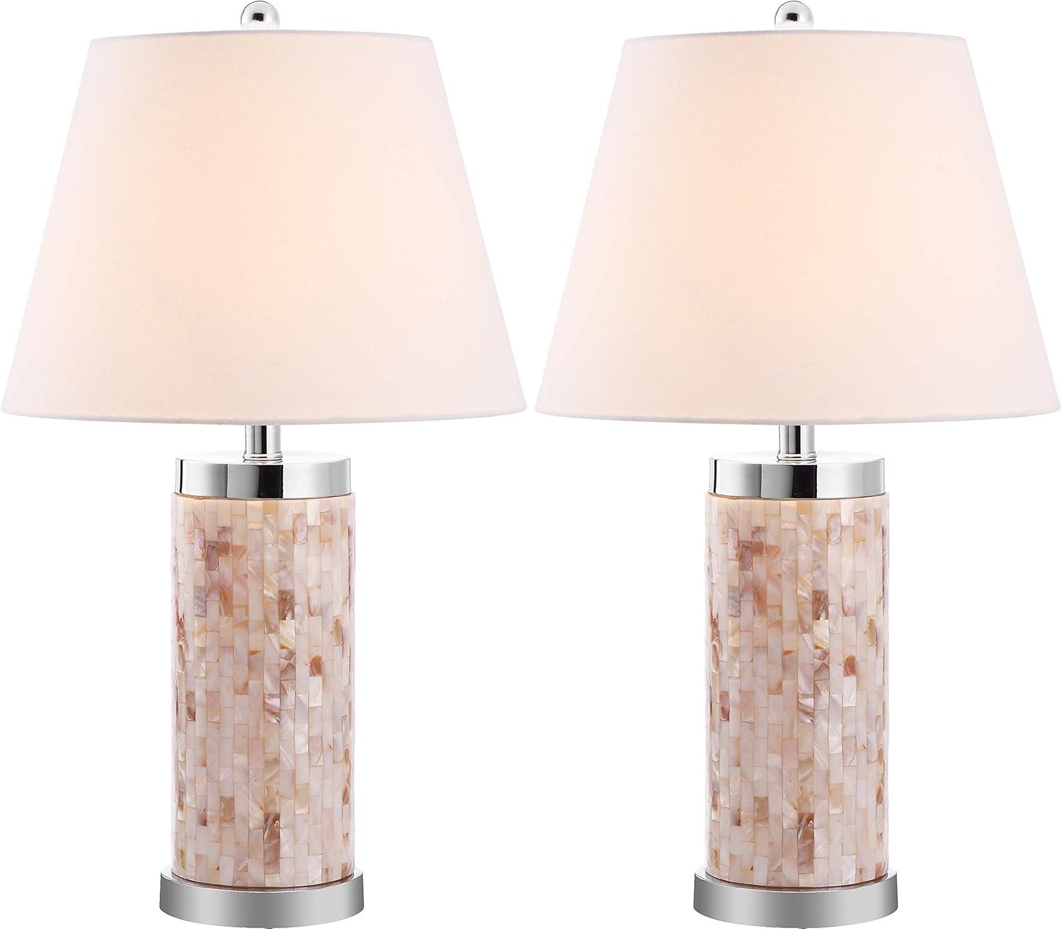 image:imageSAFAVIEH Lighting Collection Diana Nautical Coastal Beach House Ivory Shell 22inch Bedroom Living Room Home Office Desk Nightstand Table Lamp Set of 2 LED Bulbs Included