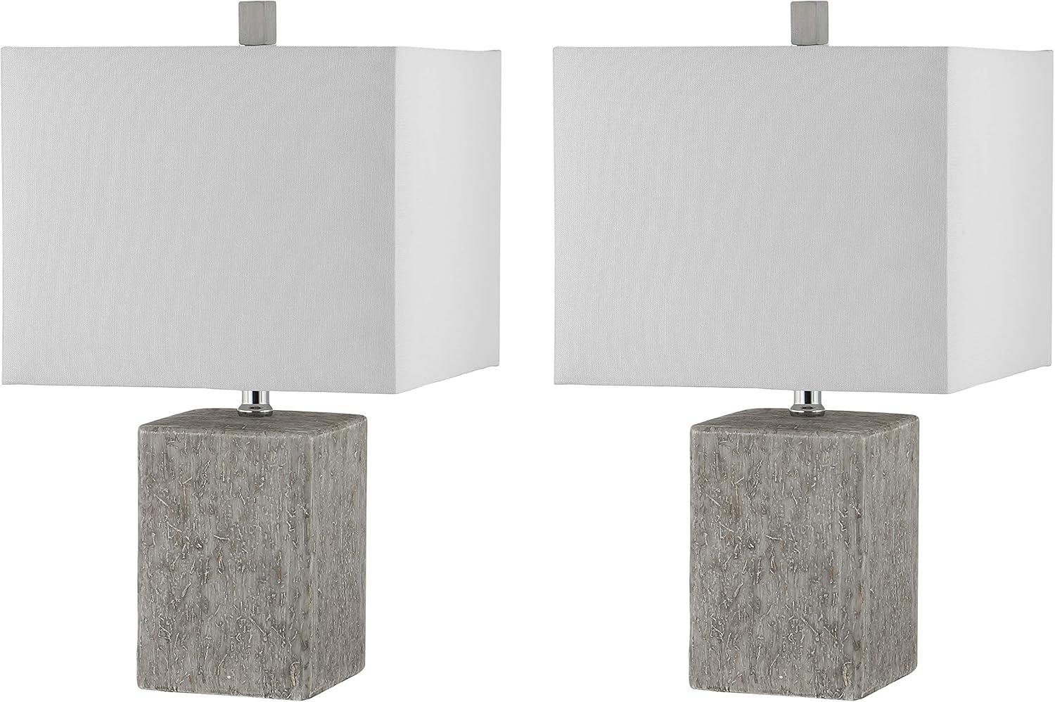 image:imageSAFAVIEH Lighting Collection Jaxon Modern Farmhouse Grey Ceramic 21inch Bedroom Living Room Home Office Desk Nightstand Table Lamp Set of 2 LED Bulbs Included