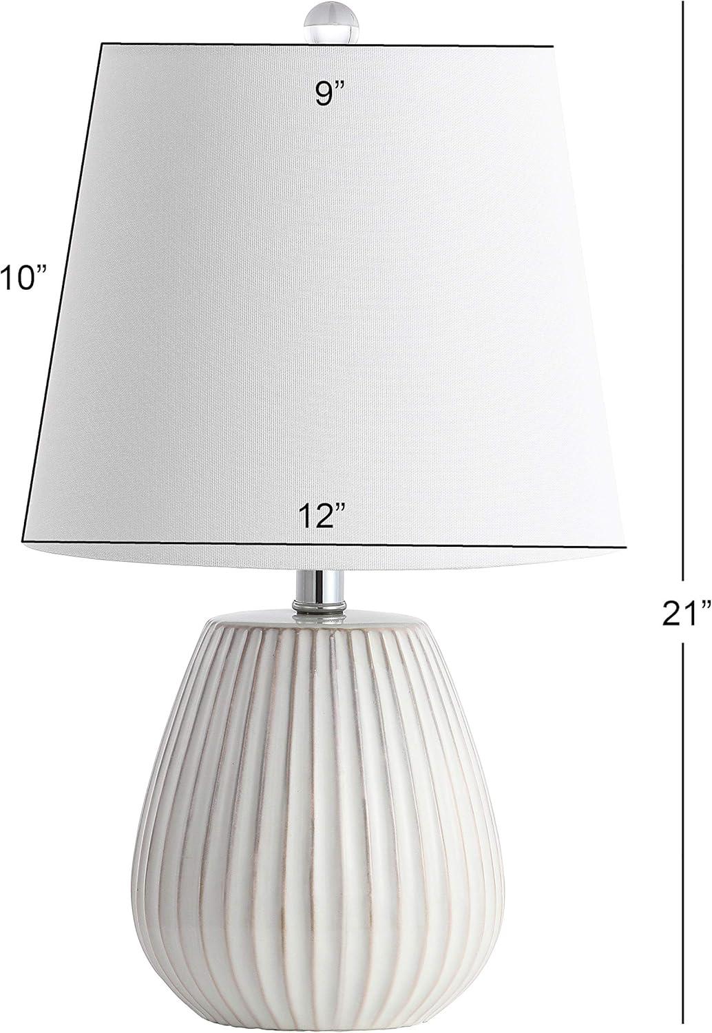 image:imageSAFAVIEH Lighting Collection Kole White 21inch Bedroom Living Room Home Office Desk Nightstand Table Lamp Set of 2 LED Bulbs Included