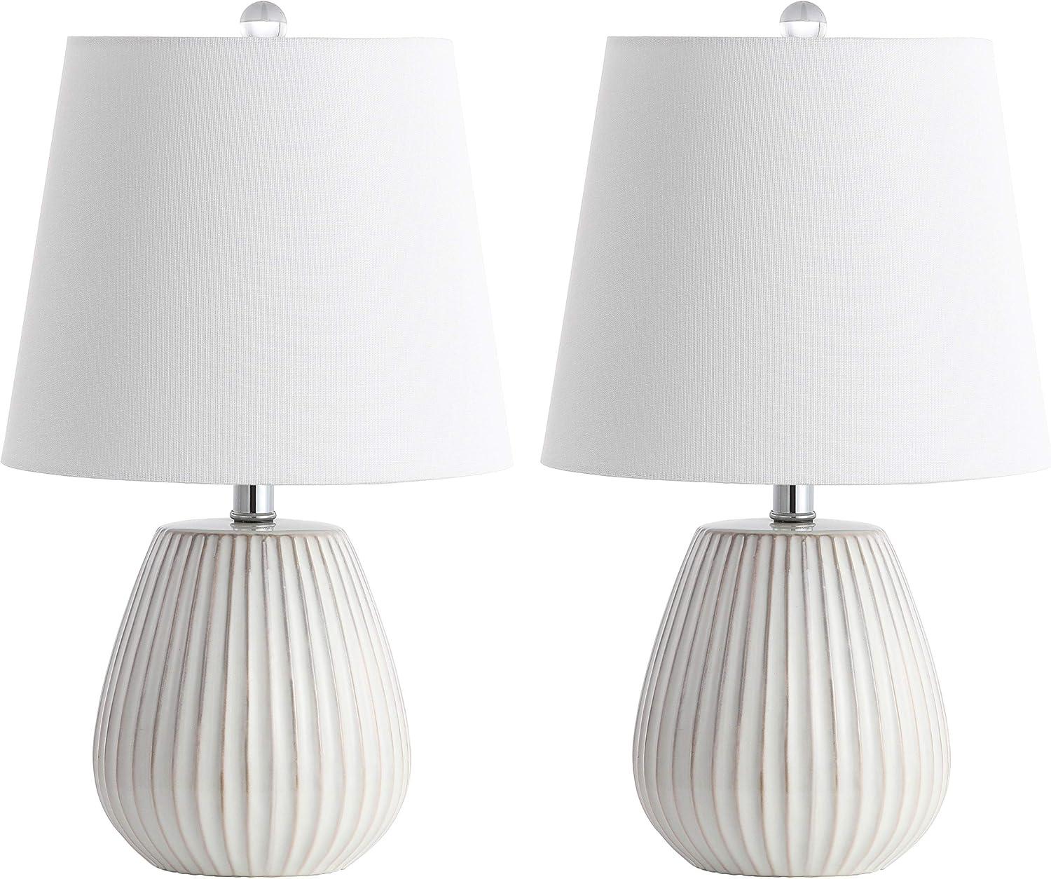 image:imageSAFAVIEH Lighting Collection Kole White 21inch Bedroom Living Room Home Office Desk Nightstand Table Lamp Set of 2 LED Bulbs Included