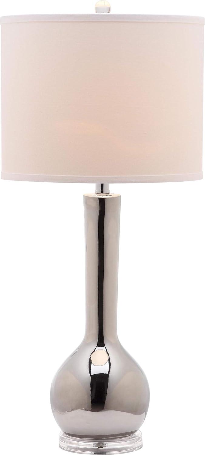 image:imageSAFAVIEH Lighting Collection Mae Long Neck Modern Contemporary Green Ceramic 31inch Bedroom Living Room Home Office Desk Nightstand Table Lamp Set of 2 LED Bulbs IncludedSilver Set of 2