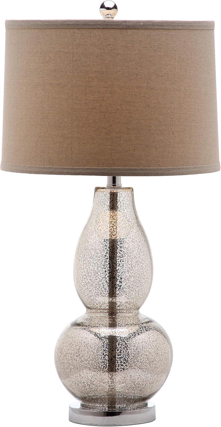 image:imageSAFAVIEH Lighting Collection Mercurio Crackle Glass Double Gourd 29inch Bedroom Living Room Home Office Desk Nightstand Table Lamp Set of 2 LED Bulbs IncludedSilver