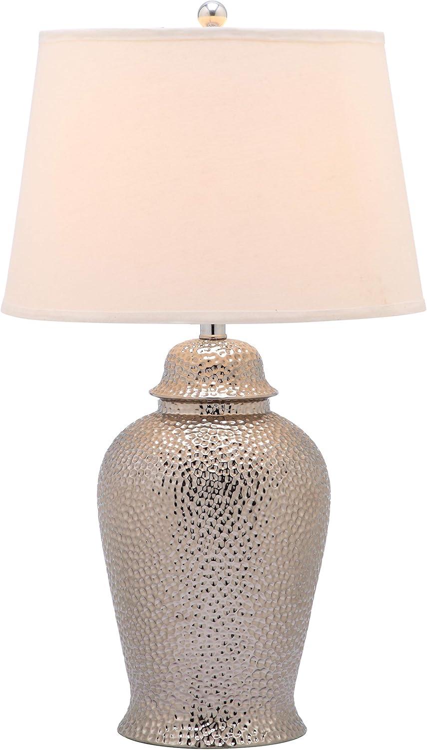image:imageSAFAVIEH Lighting Collection Metallica Silver Ginger Jar 28inch Bedroom Living Room Home Office Desk Nightstand Table Lamp Set of 2 LED Bulbs IncludedSilver