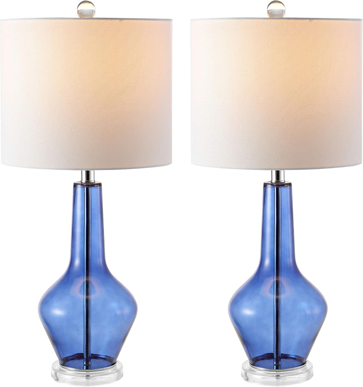 image:imageSAFAVIEH Lighting Collection Velor Blue Glass 24inch Bedroom Living Room Home Office Desk Nightstand Table Lamp Set of 2 LED Bulbs IncludedBlue Set of 2