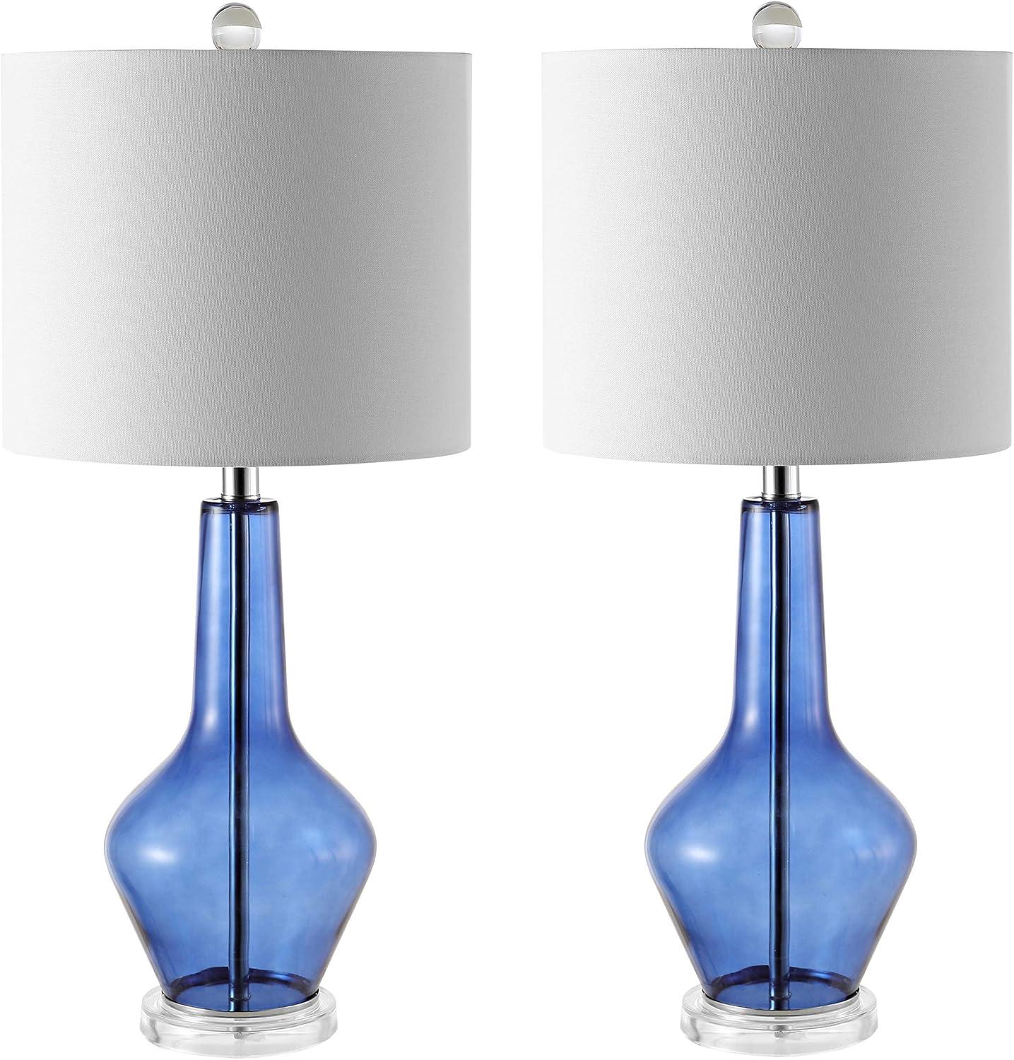 image:imageSAFAVIEH Lighting Collection Velor Blue Glass 24inch Bedroom Living Room Home Office Desk Nightstand Table Lamp Set of 2 LED Bulbs IncludedBlue Set of 2