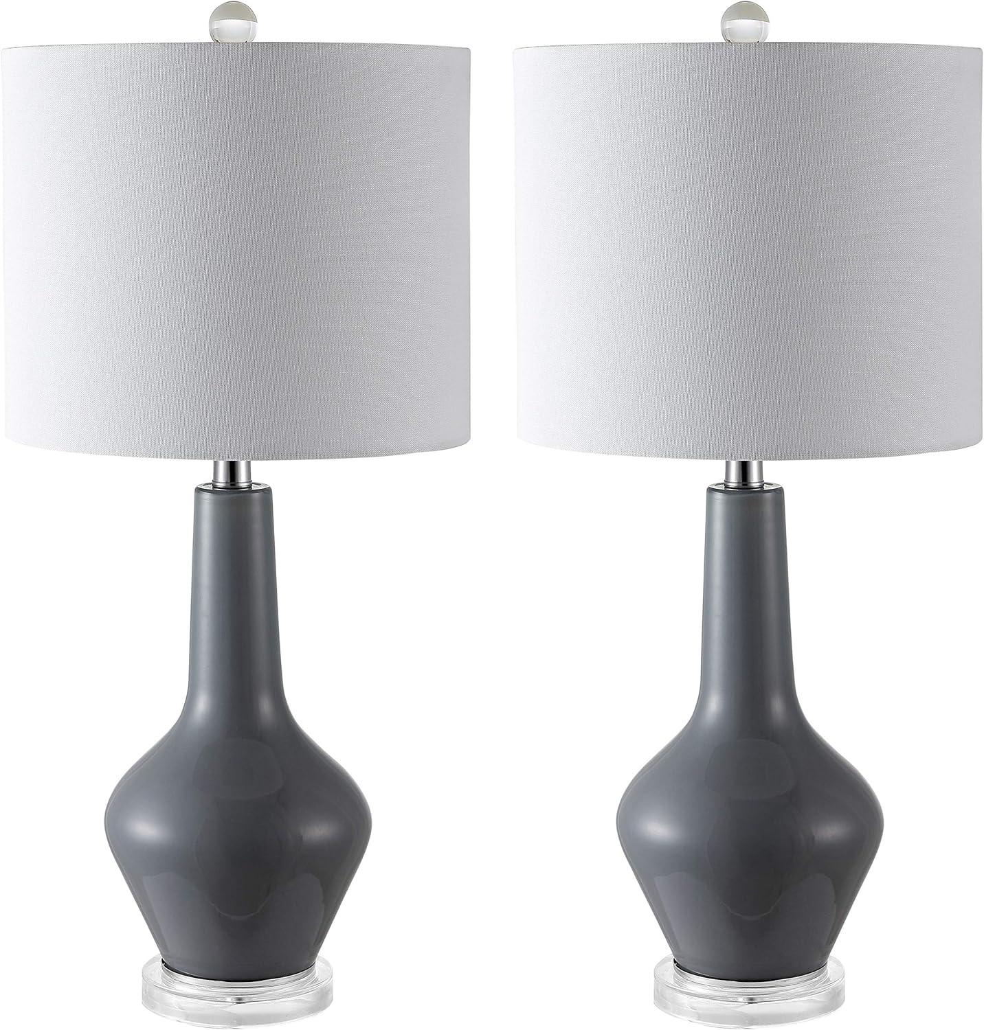 image:imageSAFAVIEH Lighting Collection Velor Blue Glass 24inch Bedroom Living Room Home Office Desk Nightstand Table Lamp Set of 2 LED Bulbs IncludedGrey Set of 2