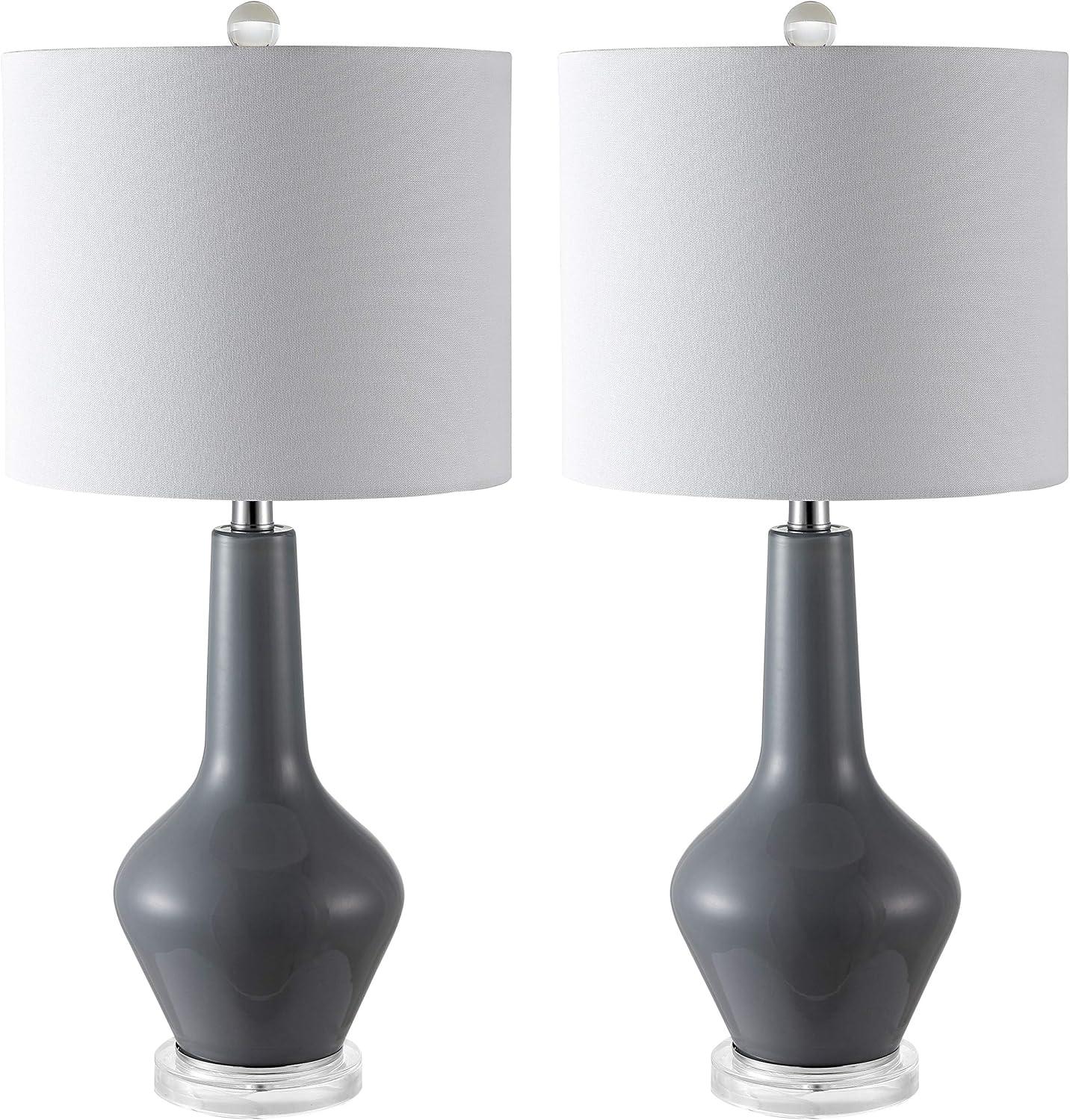 image:imageSAFAVIEH Lighting Collection Velor Blue Glass 24inch Bedroom Living Room Home Office Desk Nightstand Table Lamp Set of 2 LED Bulbs IncludedGrey Set of 2