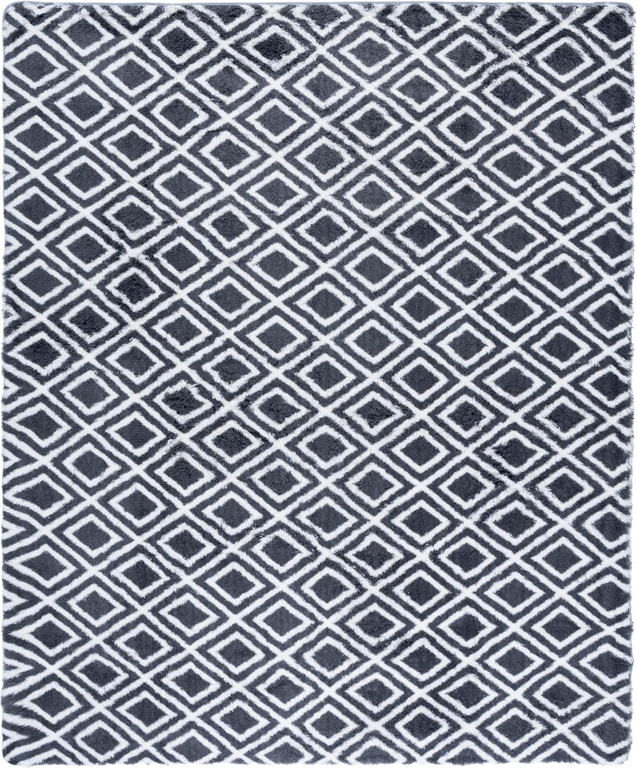 image:imageSAFAVIEH Rainbow Shag Collection Area Rug 8 x 10 Charcoal amp White Slip Resistant NonShedding amp Easy Care 16inch Thick Ideal for Living Room Bedroom Home Office Dining Space RBO102H8CharcoalWhite